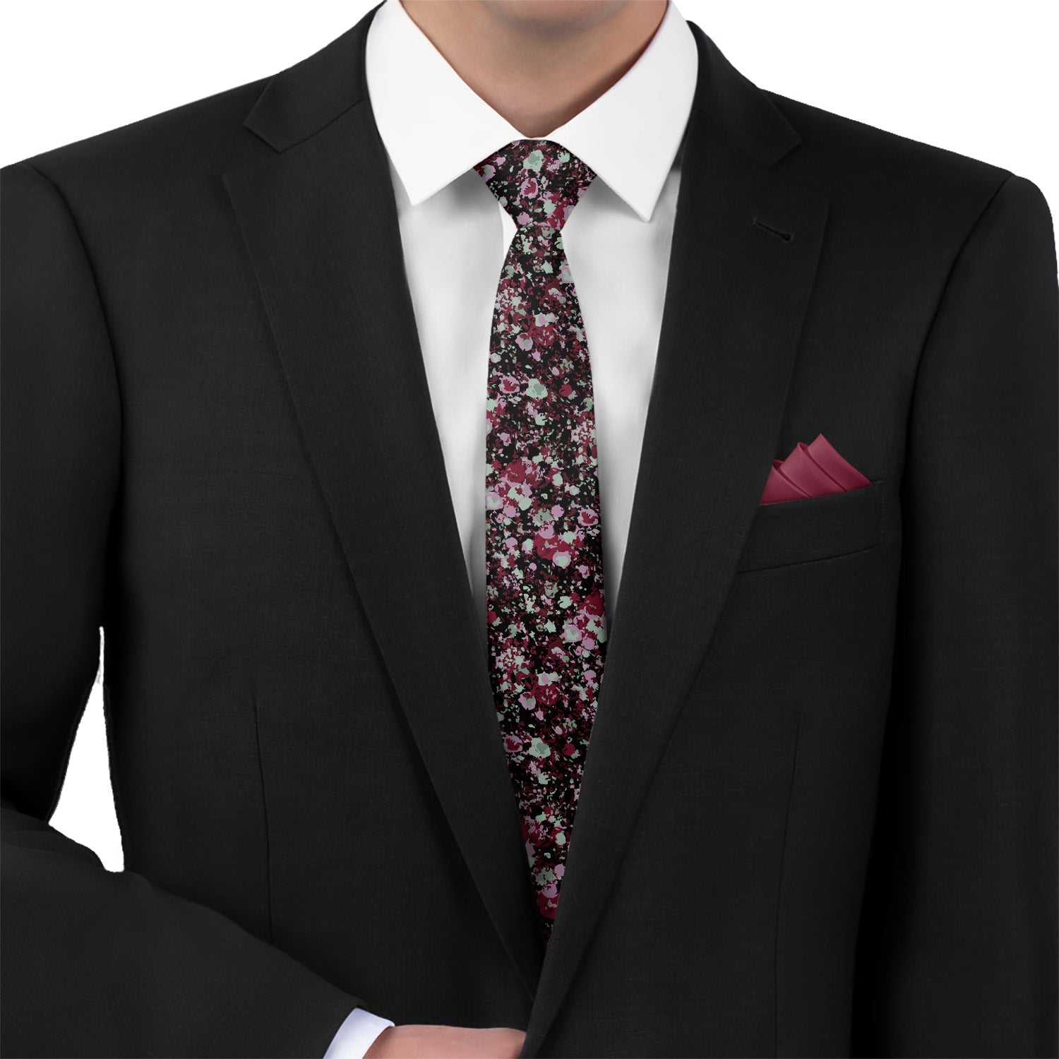 Hidden Floral Necktie - Matching Pocket Square - Knotty Tie Co.