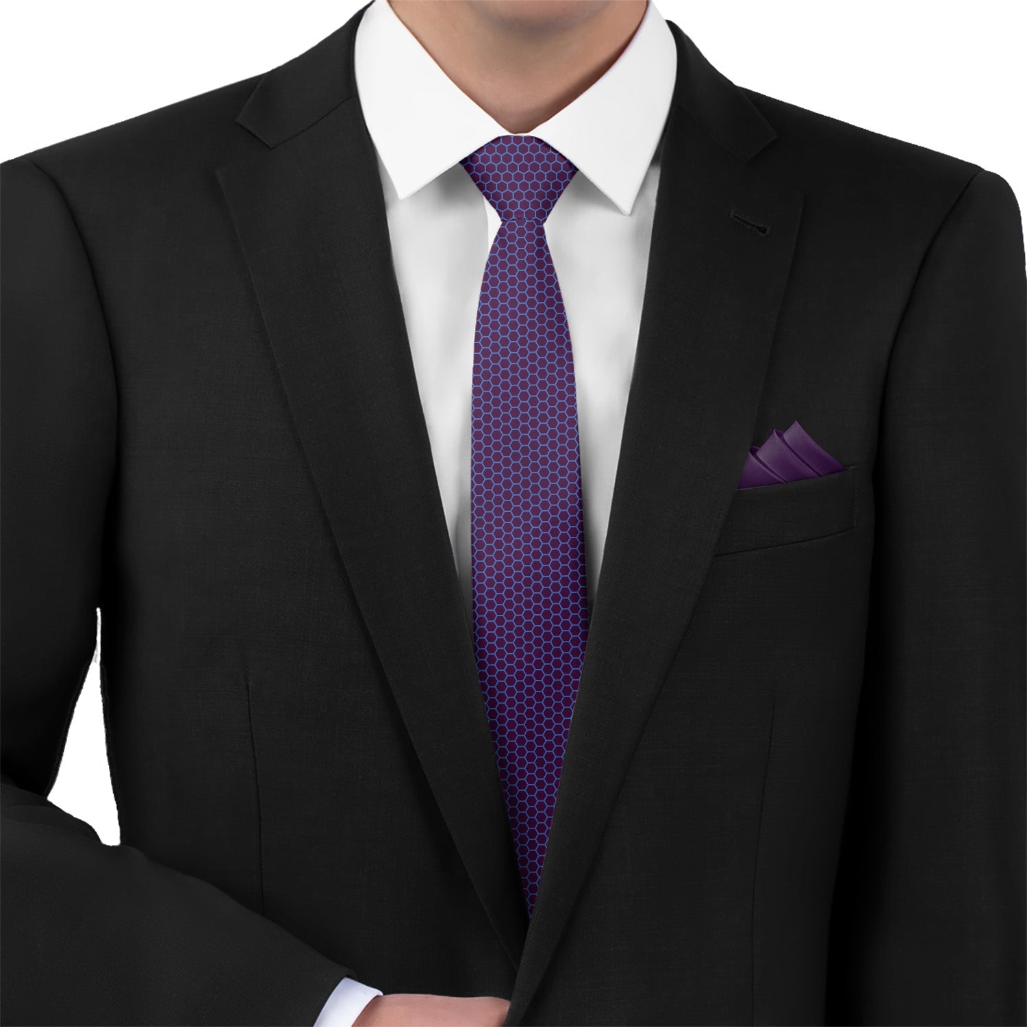 Hive Geometric Necktie - Matching Pocket Square - Knotty Tie Co.