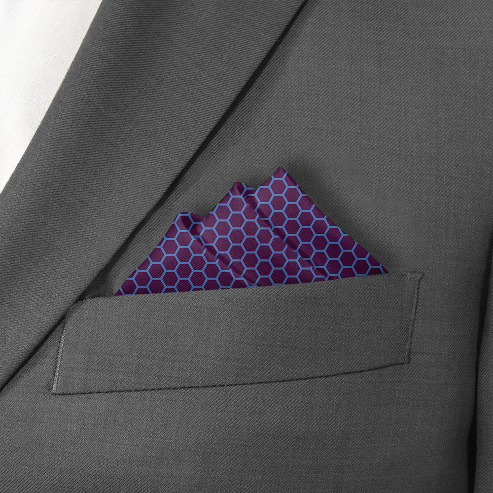 Hive Geometric Pocket Square - Stairs Fold - Knotty Tie Co.
