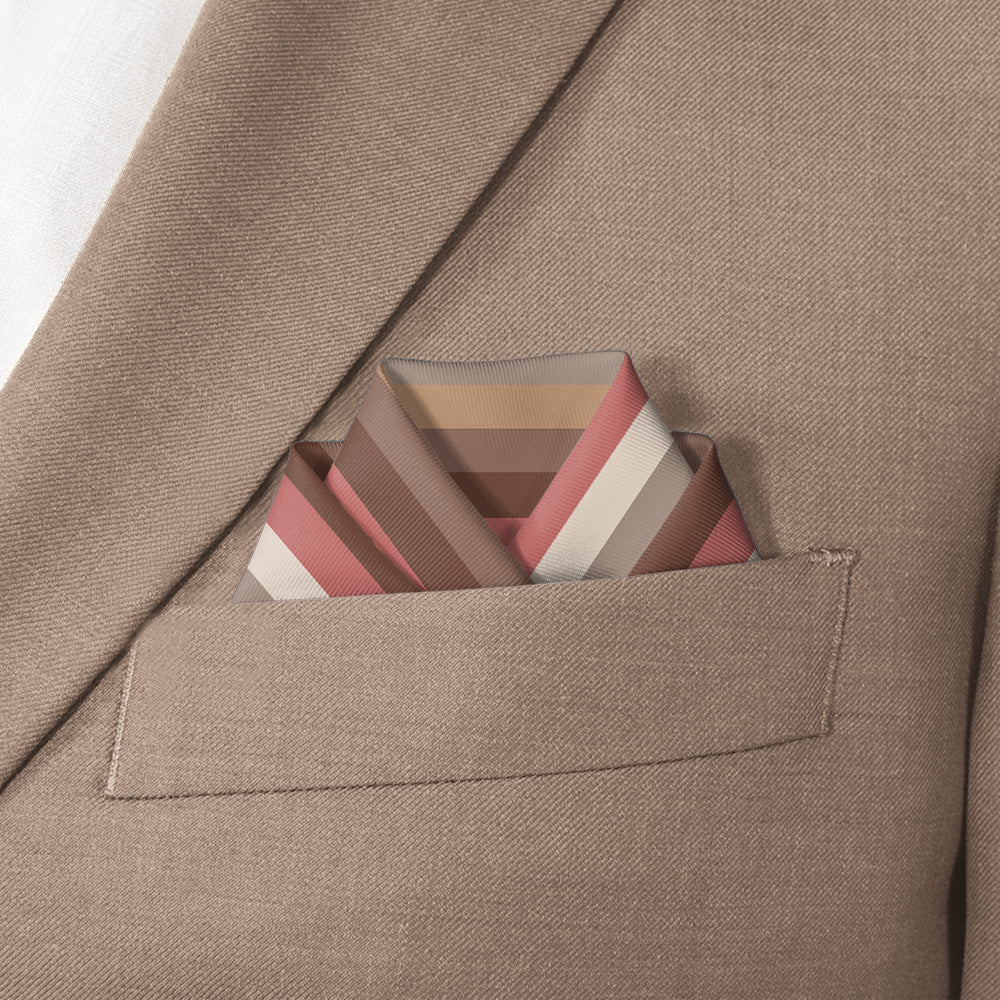Horizontal Stripe Pocket Square - Scalloped Fold - Knotty Tie Co.