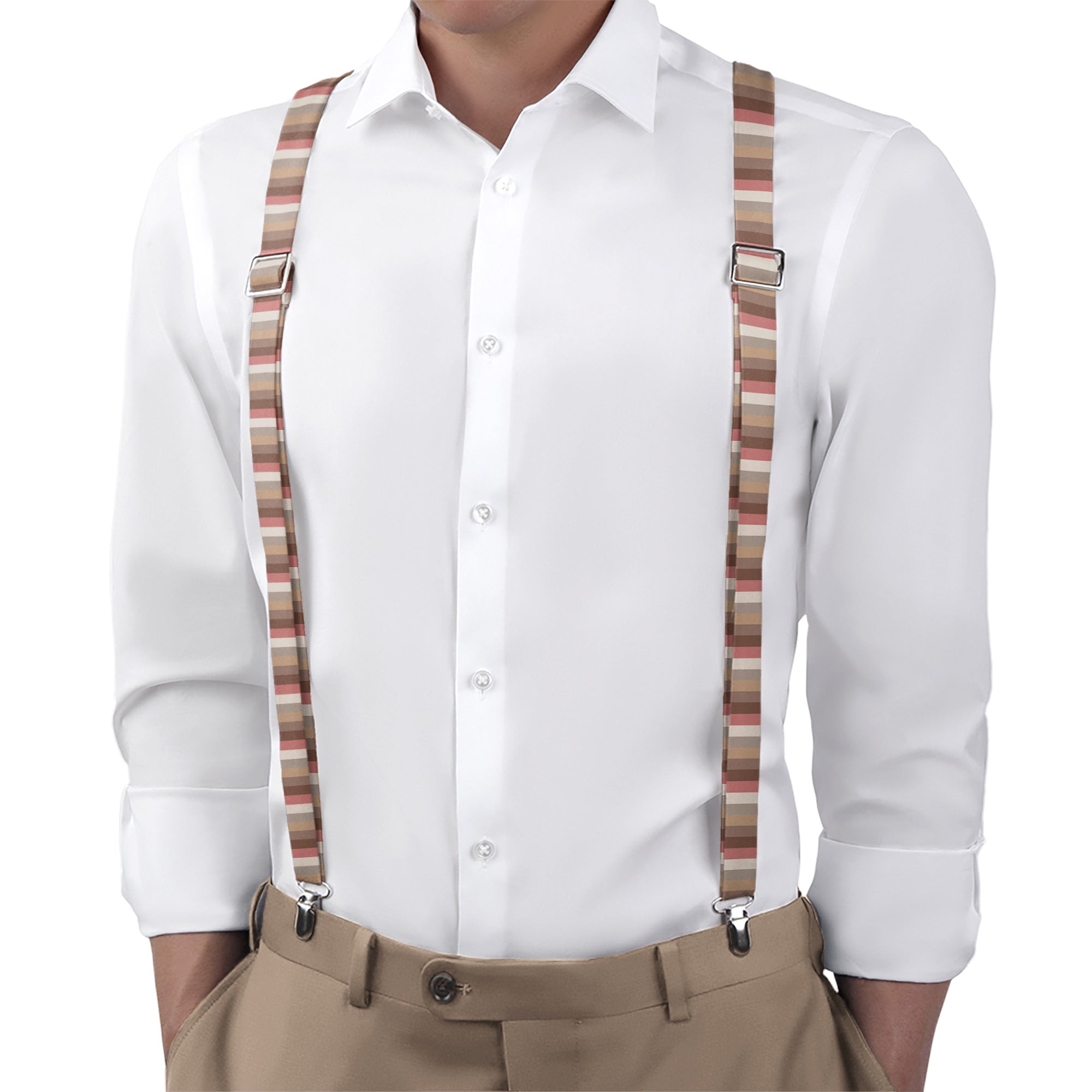 Horizontal Stripe Suspenders - On Model Back View - Knotty Tie Co.