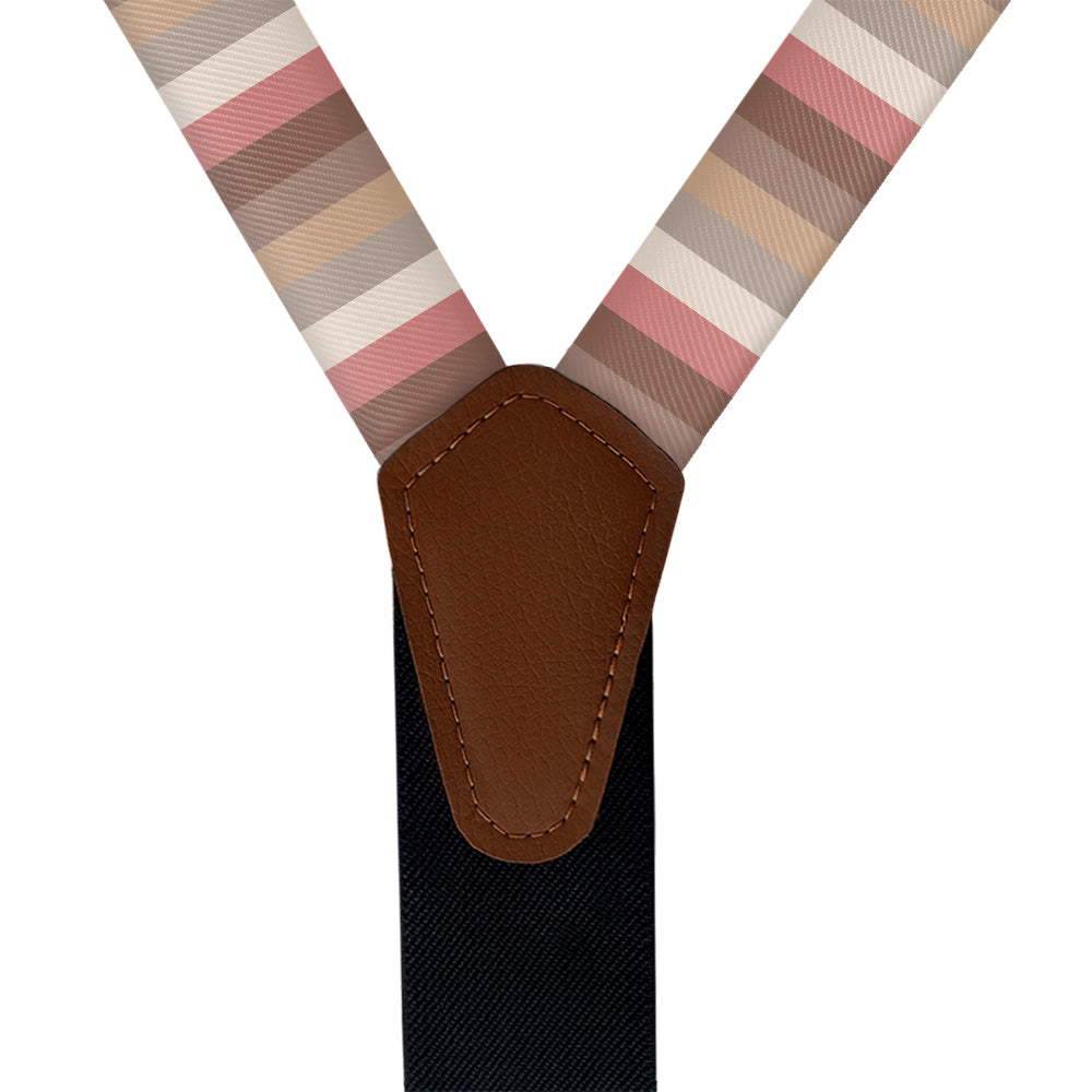 Horizontal Stripe Suspenders - Vegan Leather Y-Back - Knotty Tie Co.