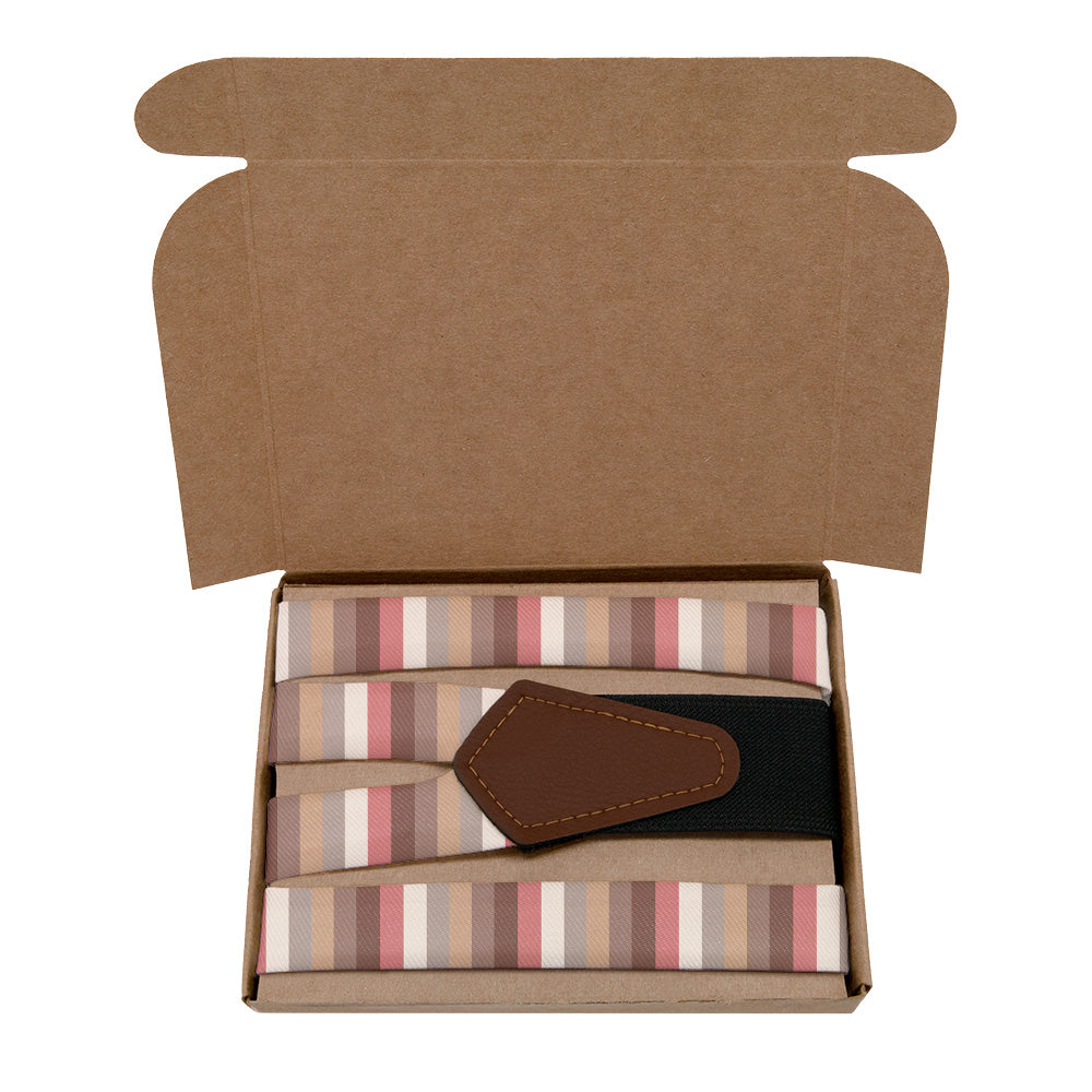 Horizontal Stripe Suspenders - Kraft Gift Box Packaging - Knotty Tie Co.