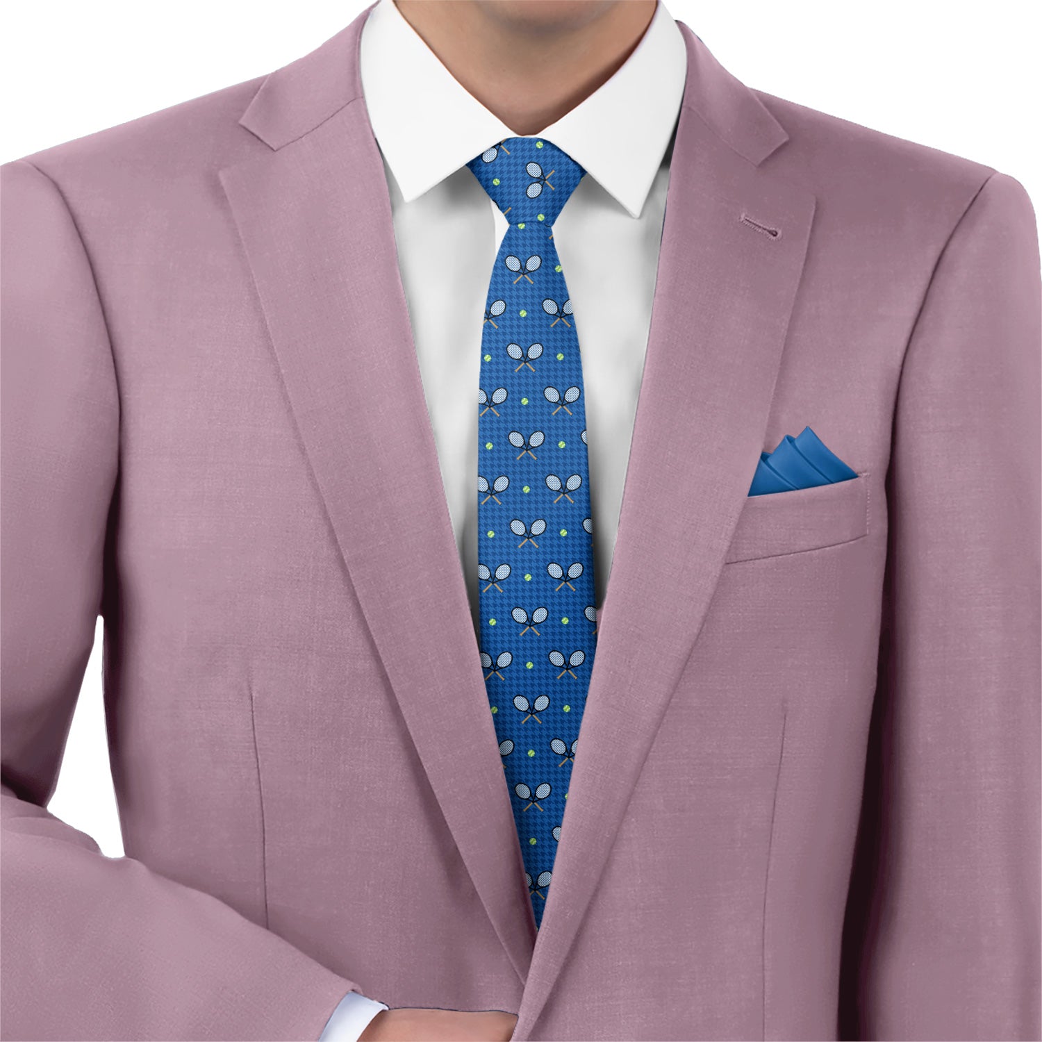 Houndstooth Tennis Necktie - Matching Pocket Square - Knotty Tie Co.
