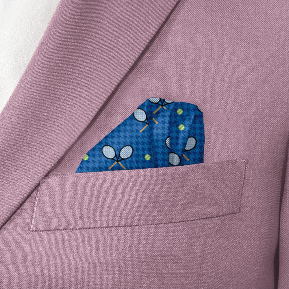 Houndstooth Tennis Pocket Square - Wave Fold - Knotty Tie Co.