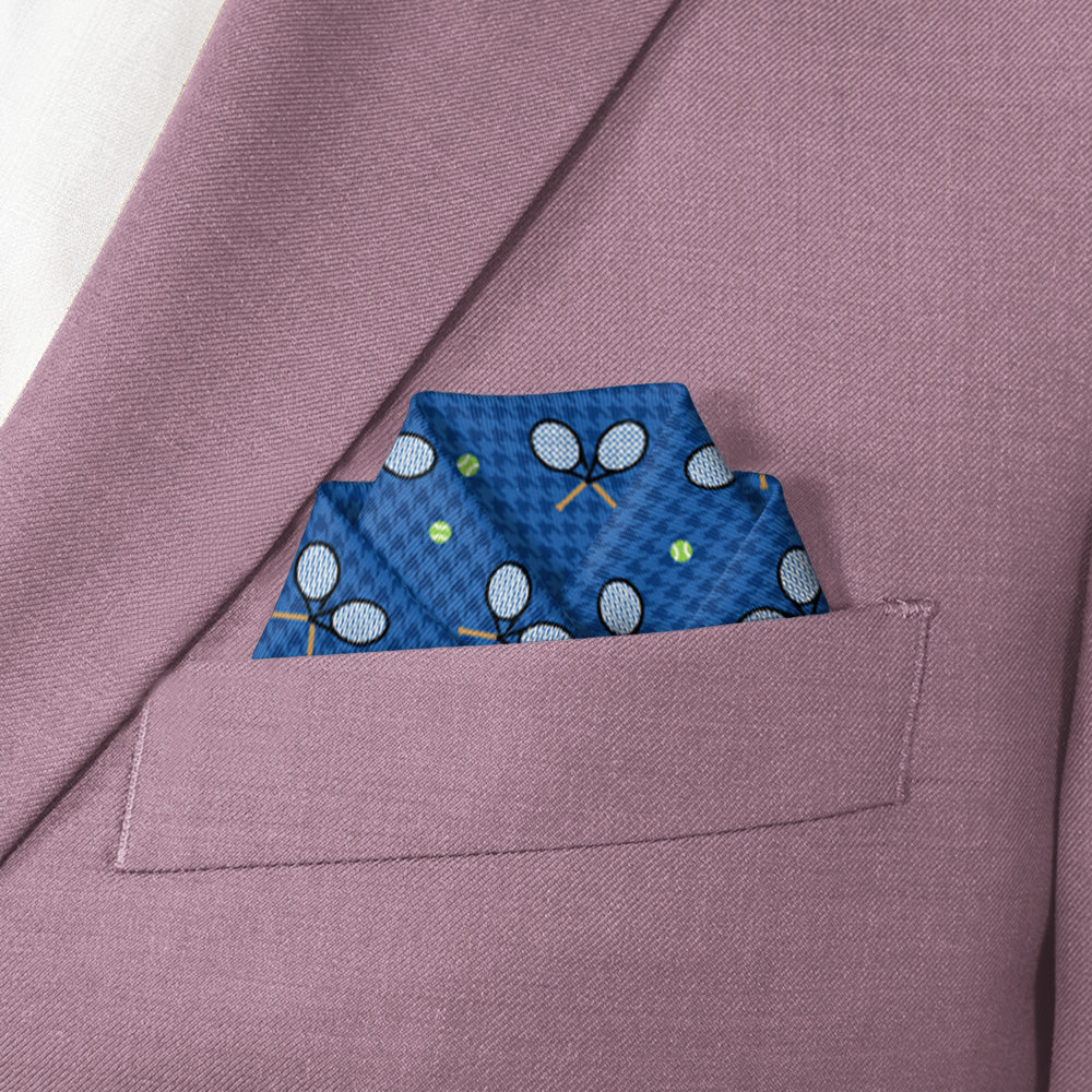 Houndstooth Tennis Pocket Square - Scalloped Fold - Knotty Tie Co.