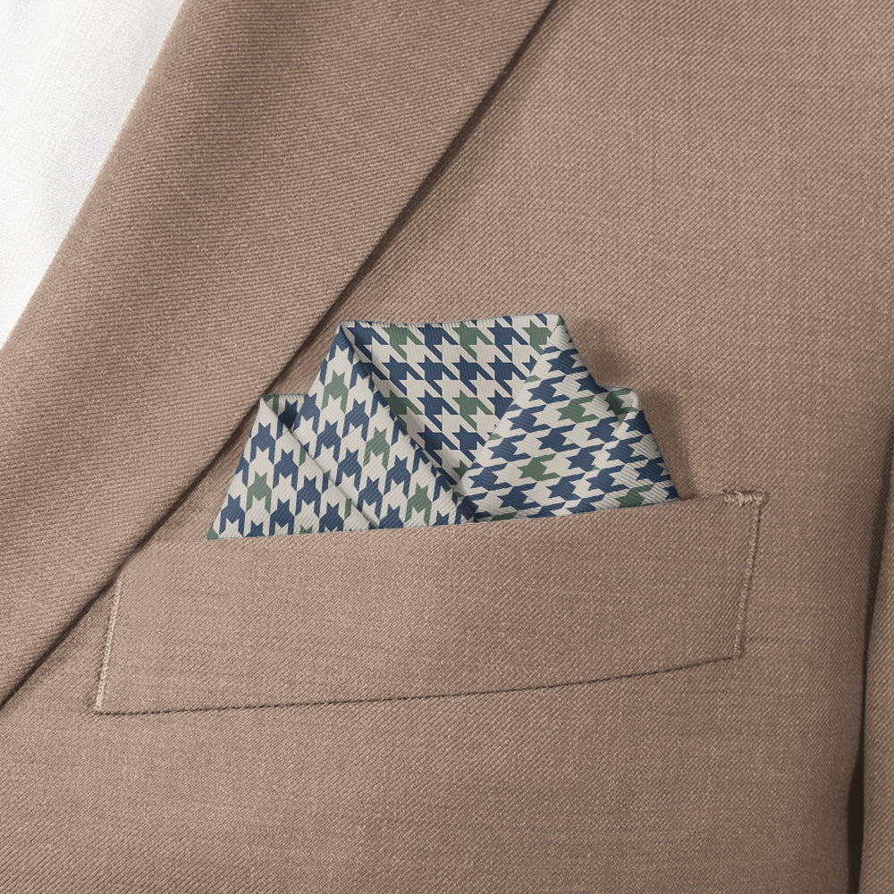Houndstooth Pocket Square - Scalloped Fold - Knotty Tie Co.