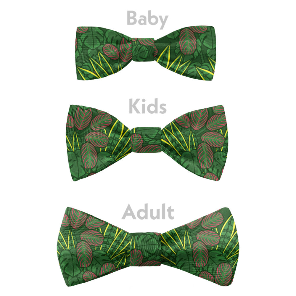Three green bow ties labeled 'Baby', 'Kids', and 'Adult' on a white background.