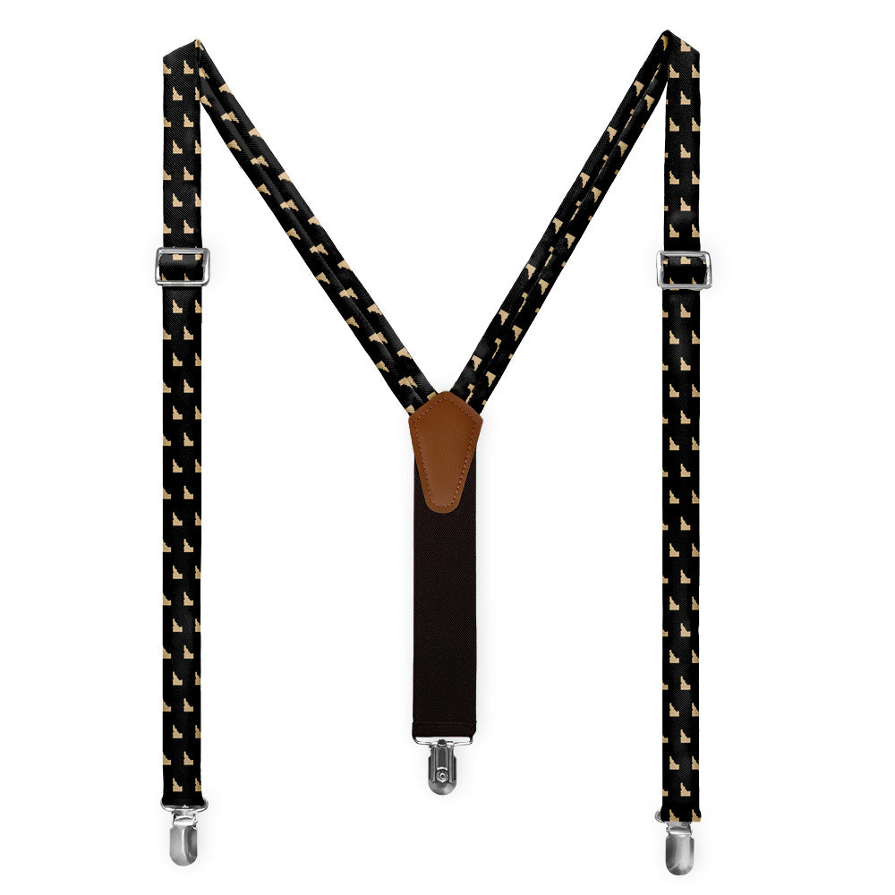 Idaho State Outline Suspenders - Full Front View - Knotty Tie Co.