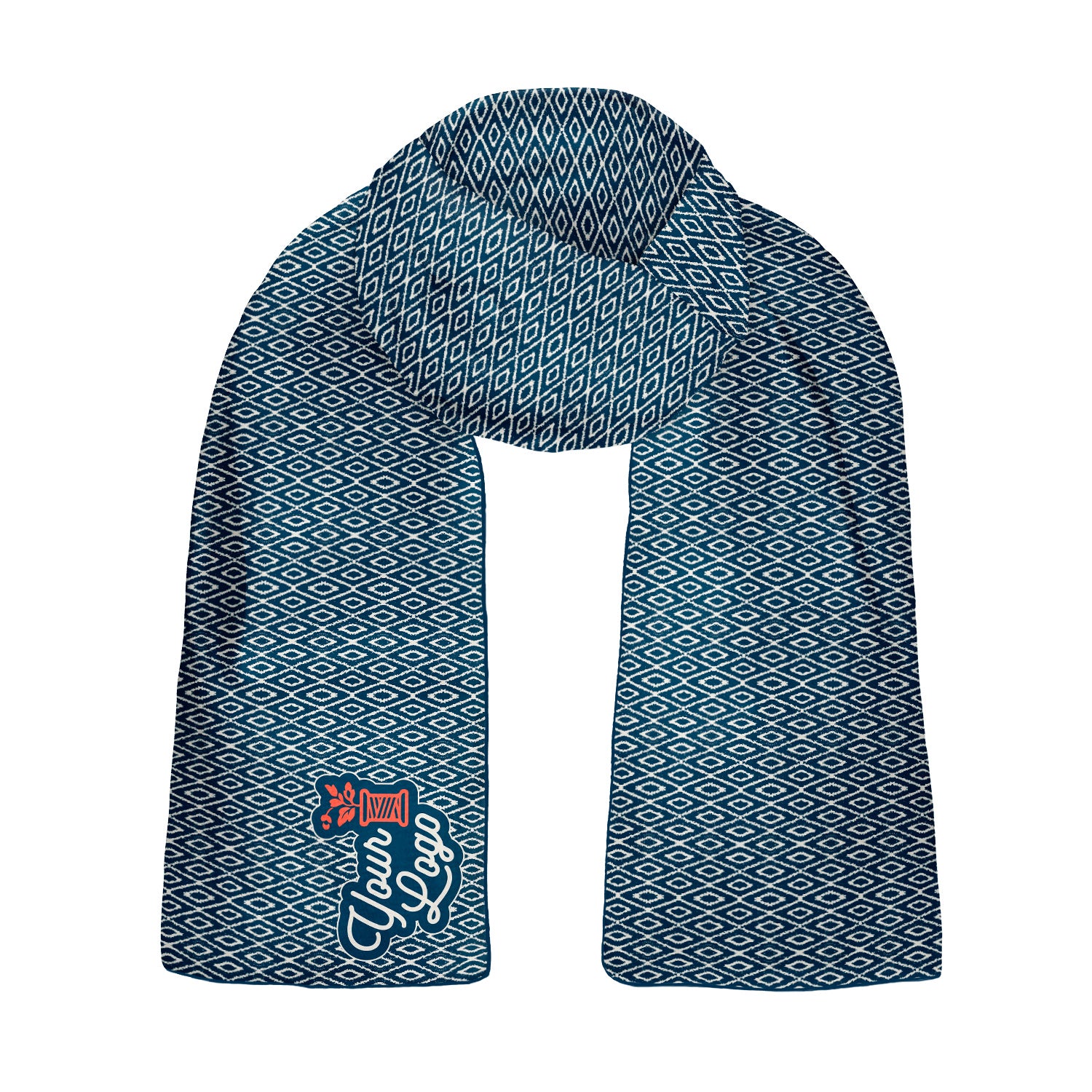 Ikat 1 60 x 18 Rectangle Chiffon Logo Scarf - Knotty Tie Co.