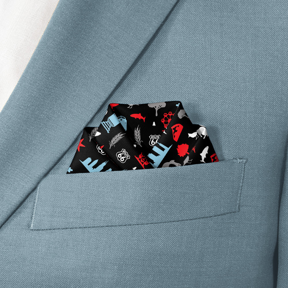 Illinois State Heritage Pocket Square - Scalloped Fold - Knotty Tie Co.