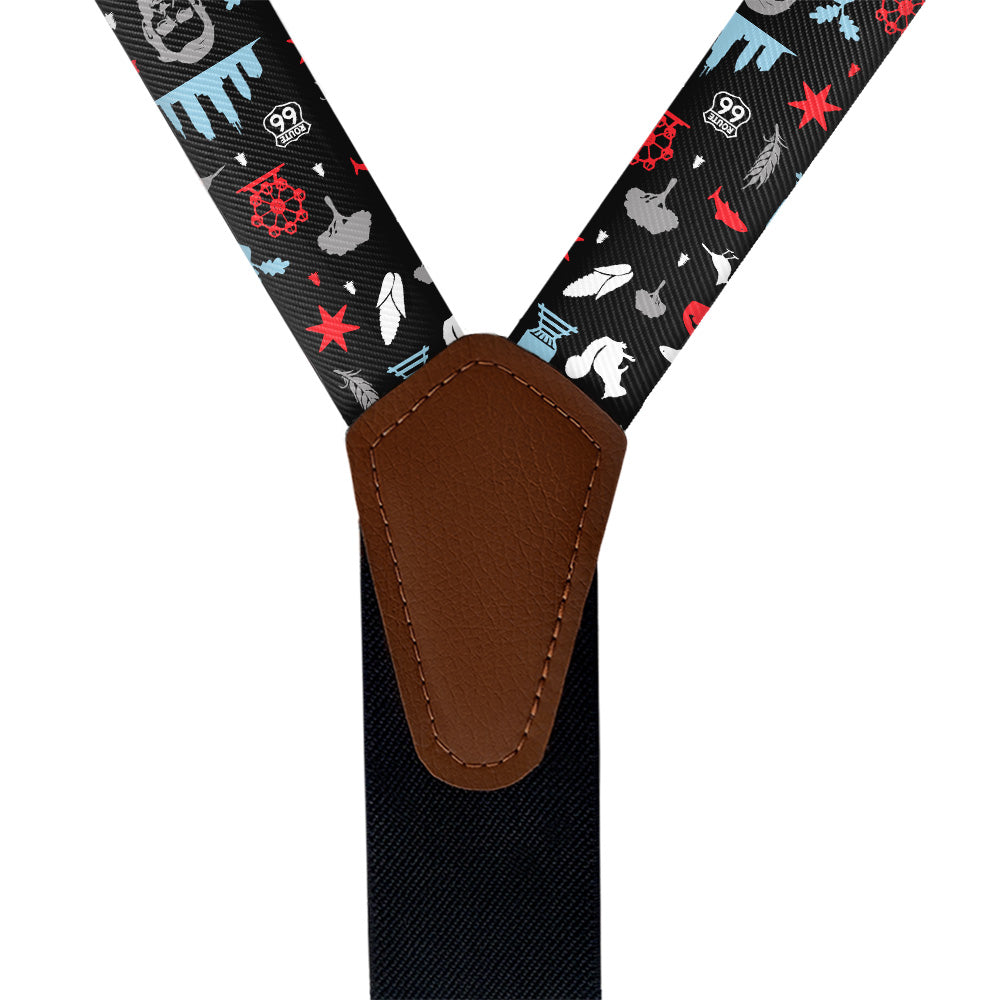 Illinois State Heritage Suspenders - Vegan Leather Y-Back - Knotty Tie Co.