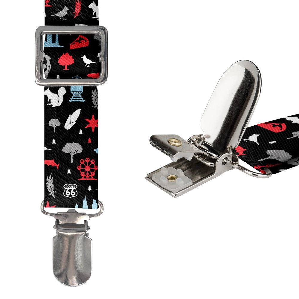 Illinois State Heritage Suspenders - Hardware and Strap - Knotty Tie Co.
