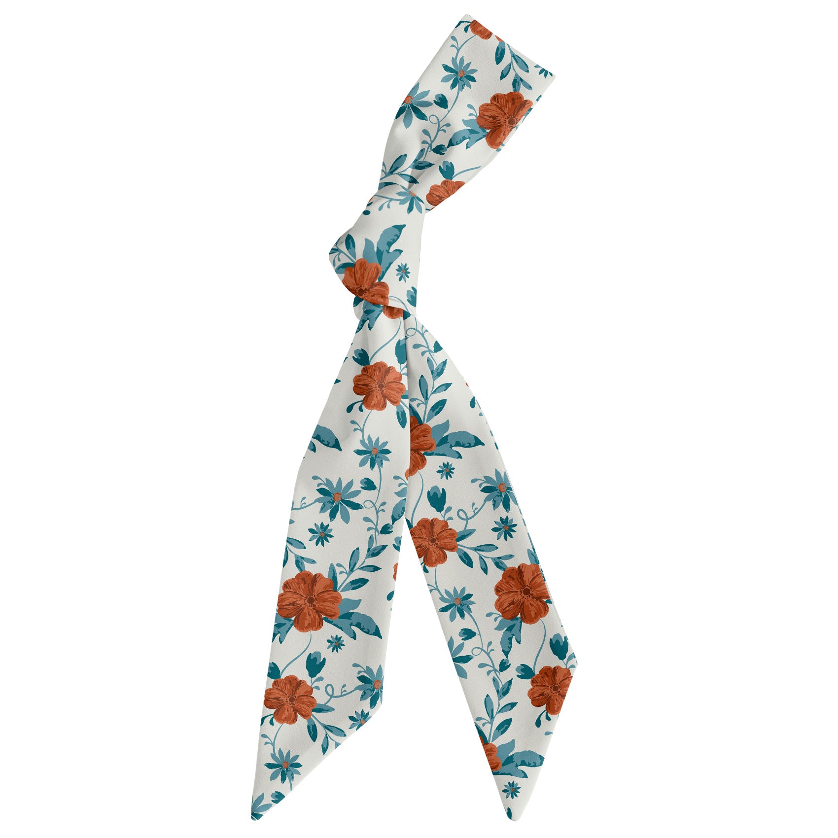 Impatiens Floral Hair Scarf - Scarf Tied Into Knot - Knotty Tie Co.