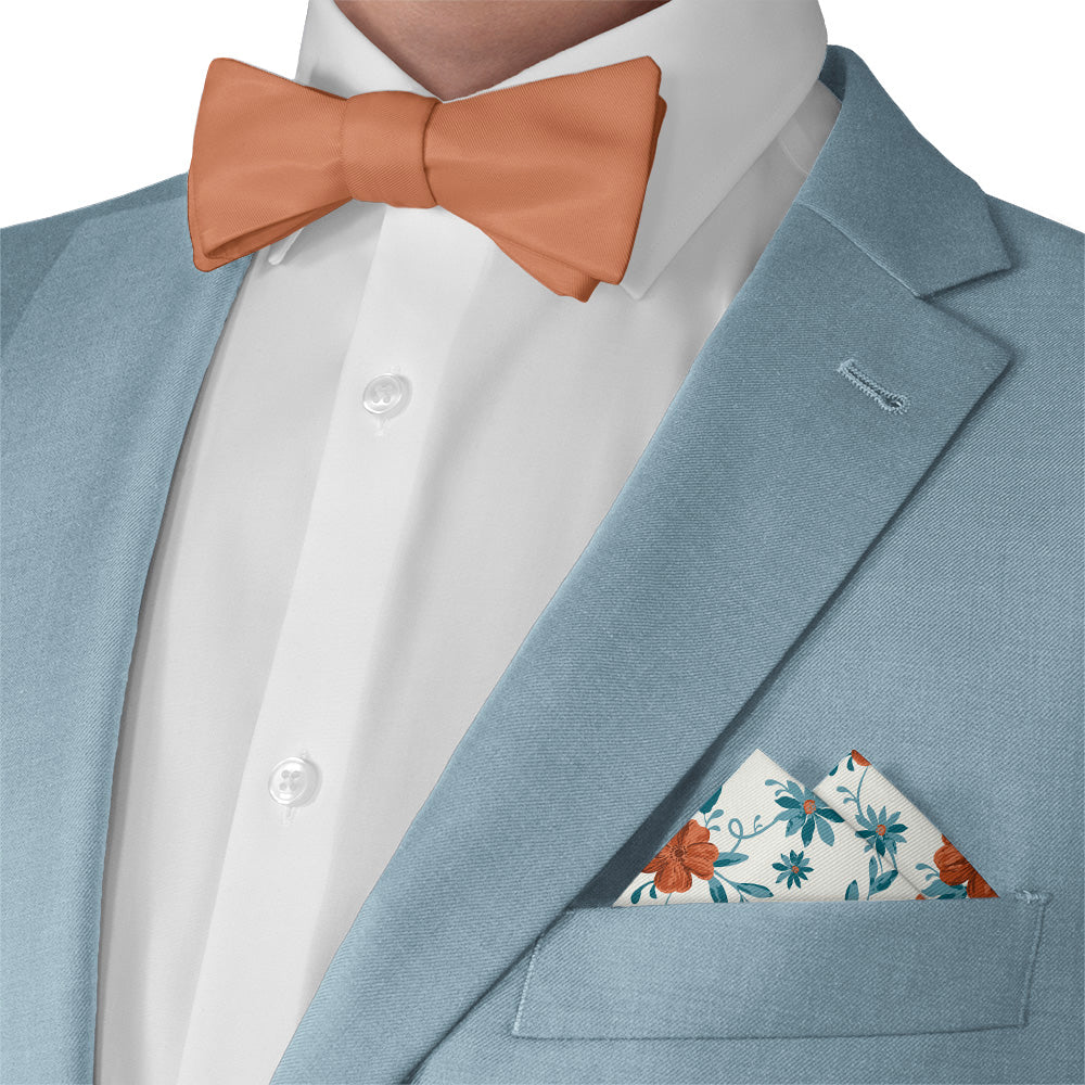 Impatiens Floral Pocket Square - Matching Bow Tie - Knotty Tie Co.