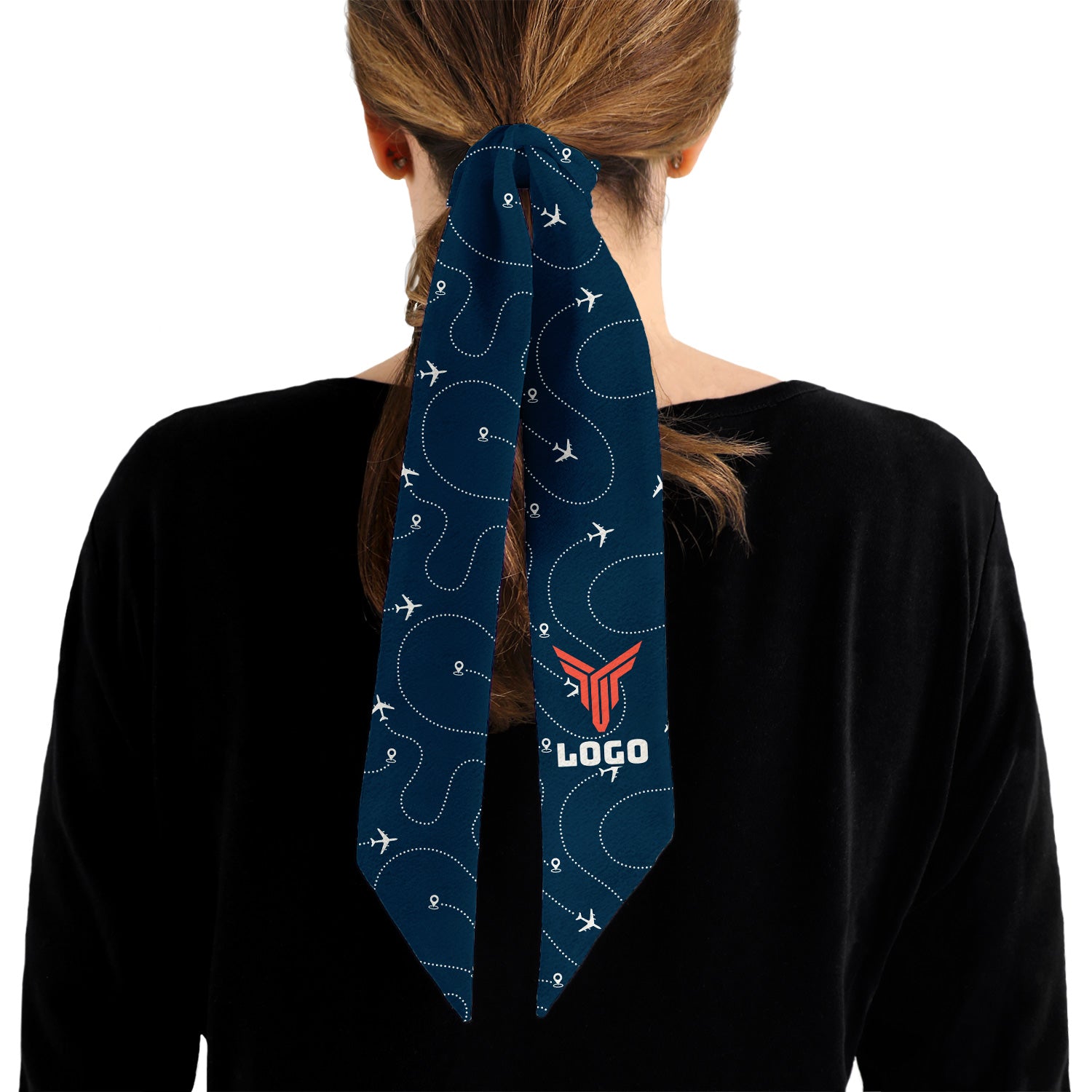 In Flight 1 Hair Pony Tail Logo Scarf - Knotty Tie Co.