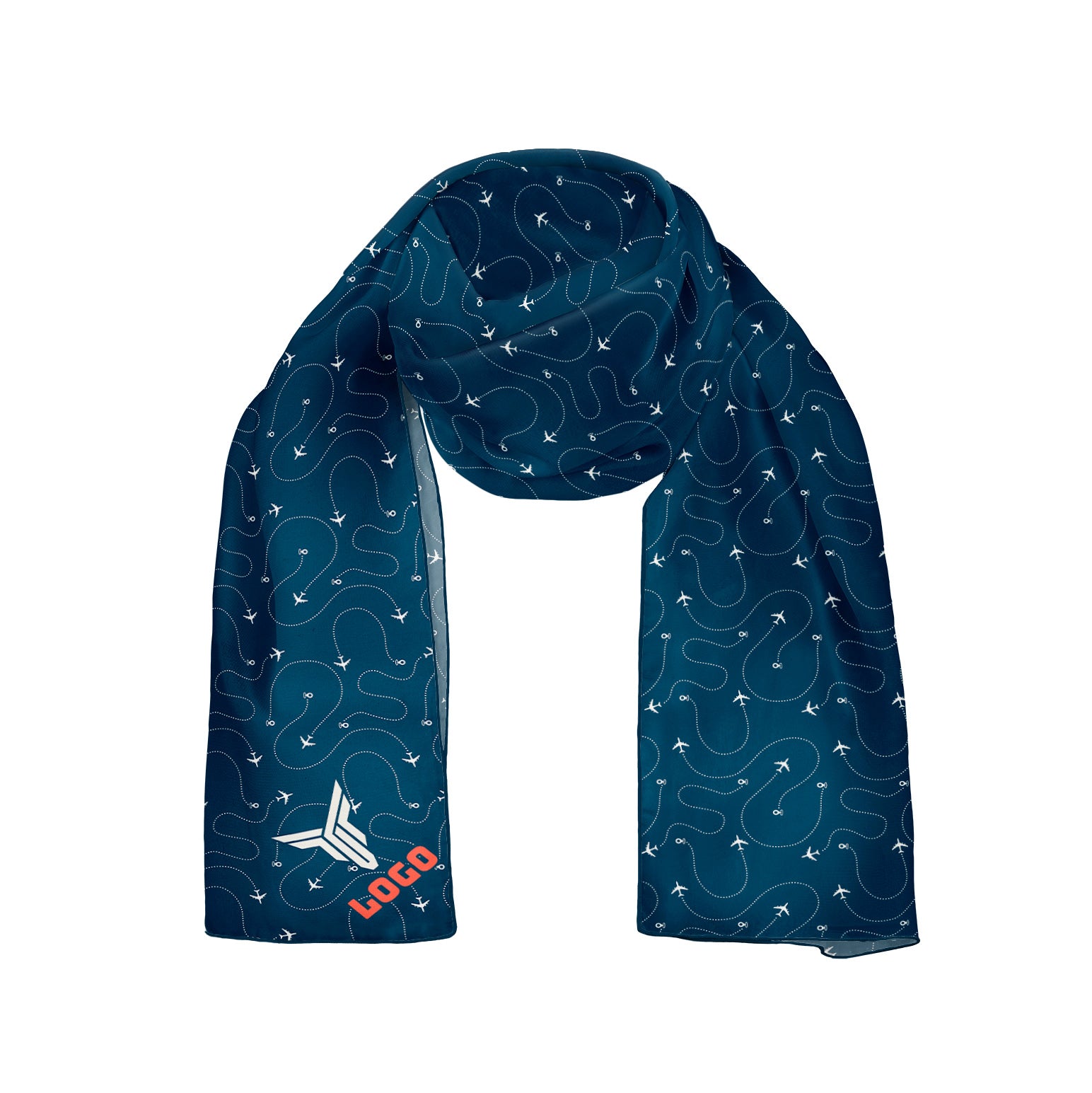 In Flight 3 54 x 12 Rectangle Chiffon Logo Scarf - Knotty Tie Co.