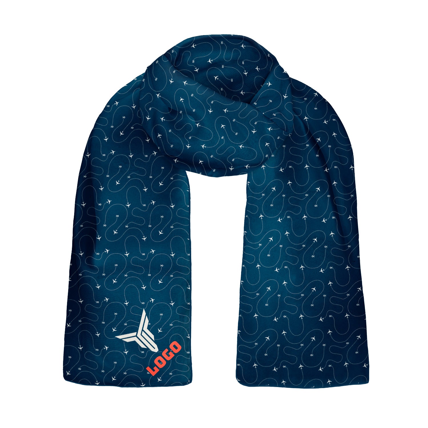 In Flight 3 60 x 18 Rectangle Chiffon Logo Scarf - Knotty Tie Co.