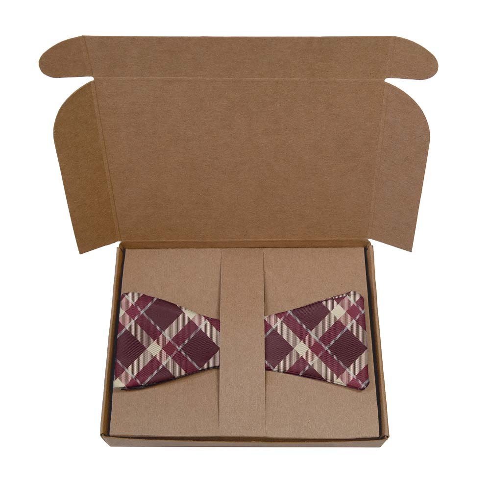 Inca Plaid Bow Tie- Kraft Gift Box Packaging - Knotty Tie Co.