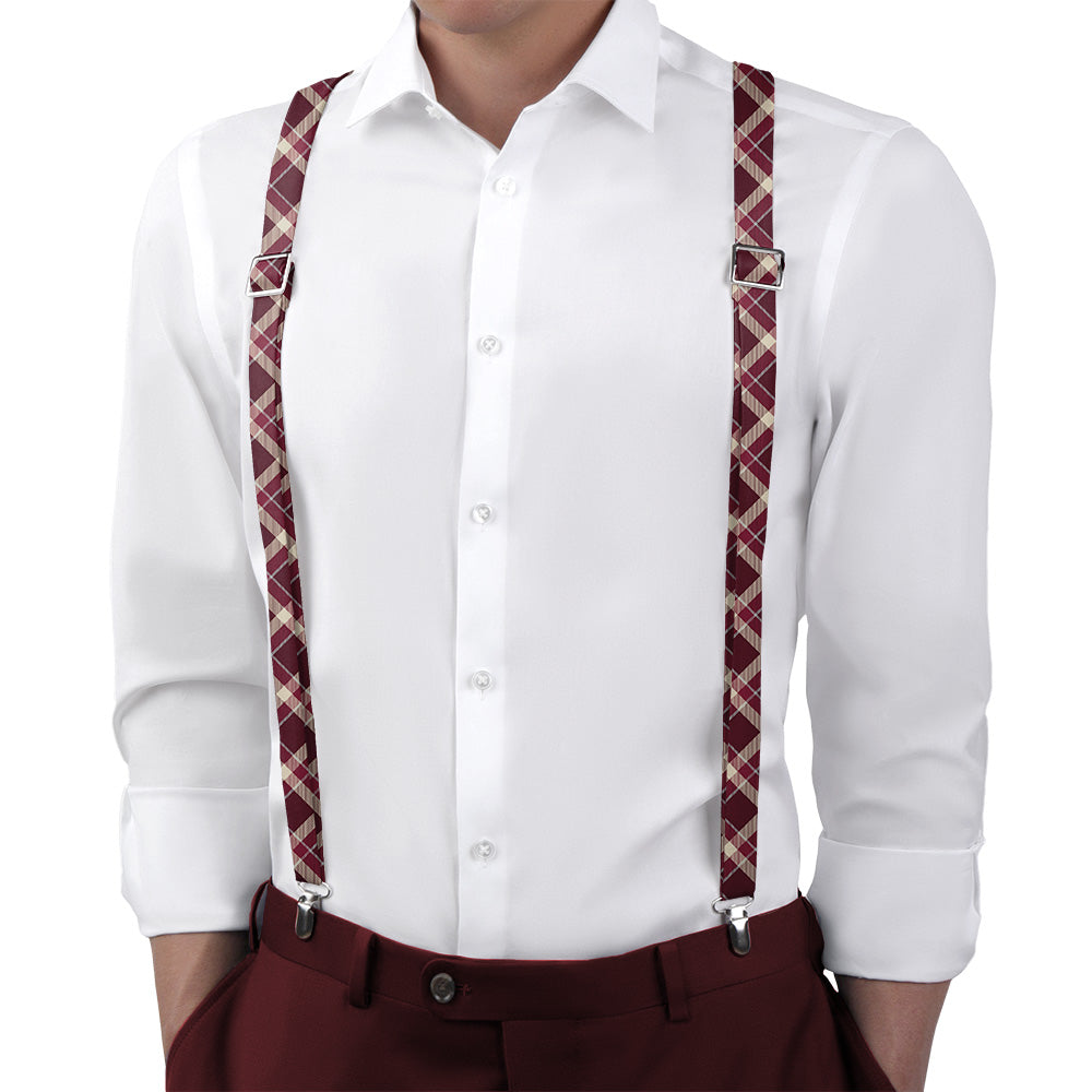 Inca Plaid Suspenders - On Model Back View - Knotty Tie Co.