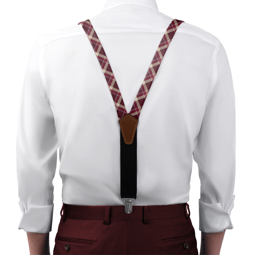 Inca Plaid Suspenders - On Model Front View - Knotty Tie Co.