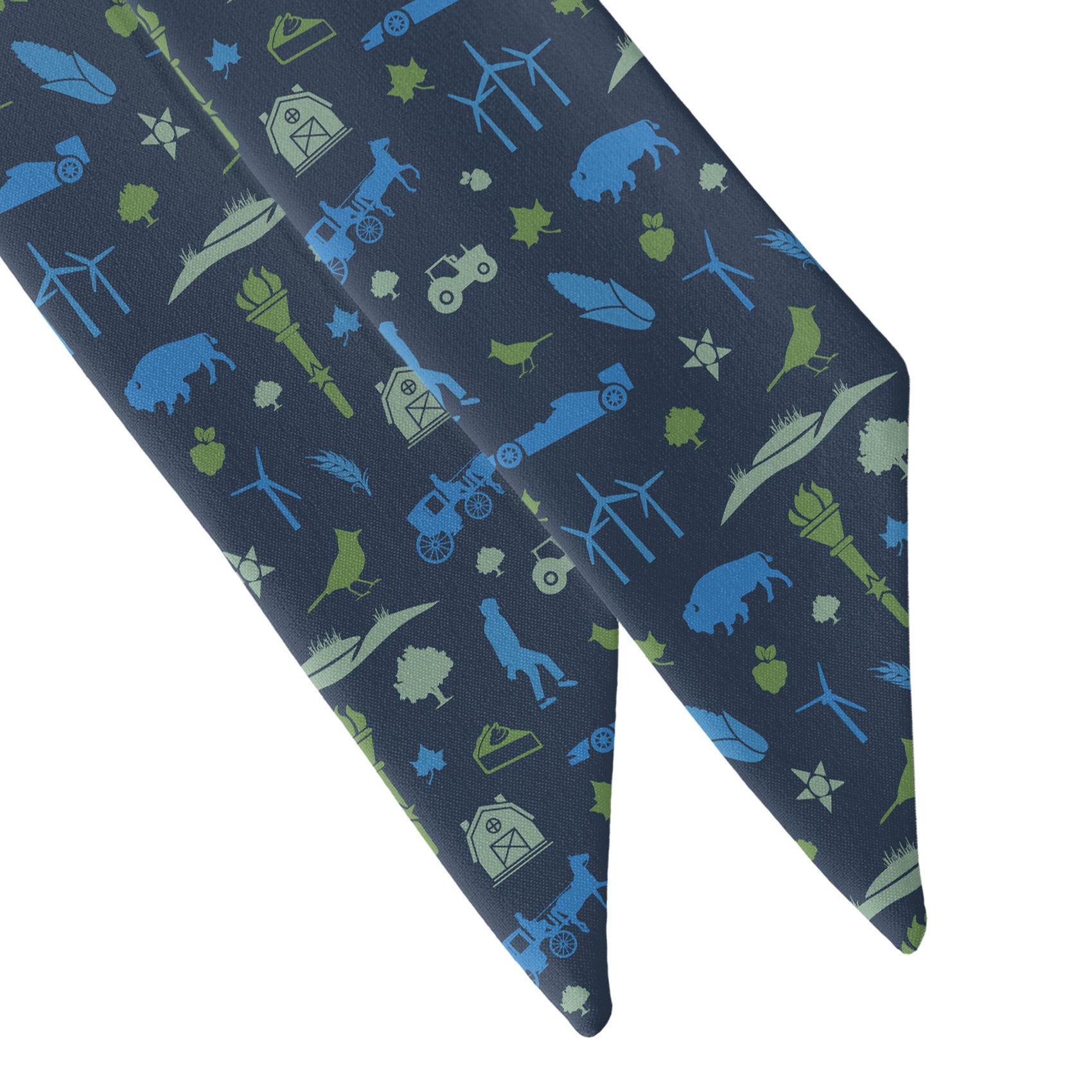 Indiana State Heritage Hair Scarf - Scarf Tapered Ends - Knotty Tie Co.