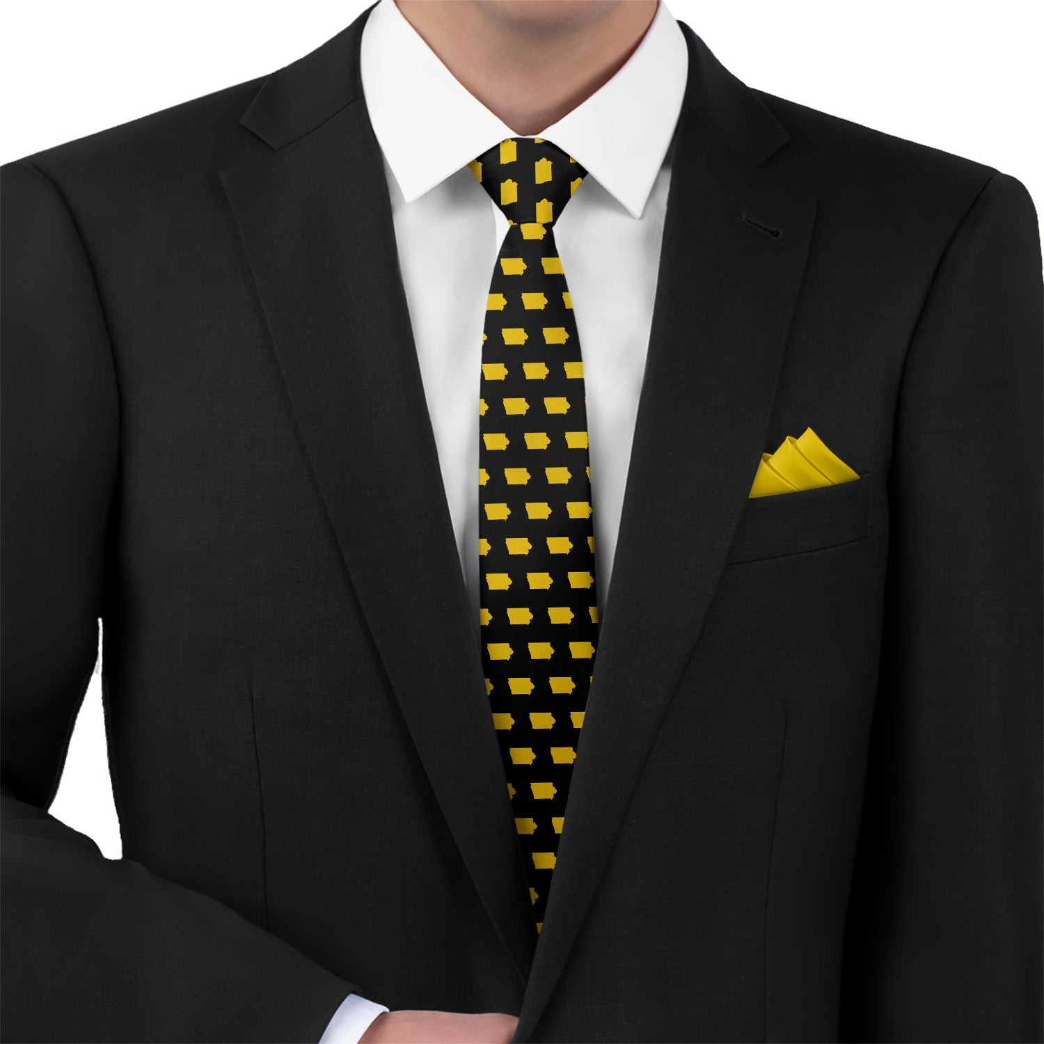 Iowa State Outline Necktie - Matching Pocket Square - Knotty Tie Co.