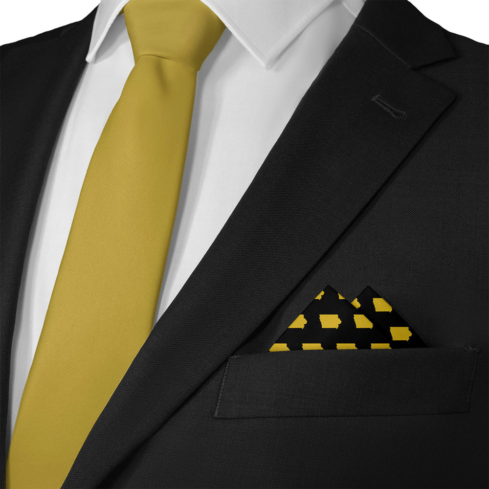 Iowa State Outline Pocket Square - Matching Necktie- Knotty Tie Co.