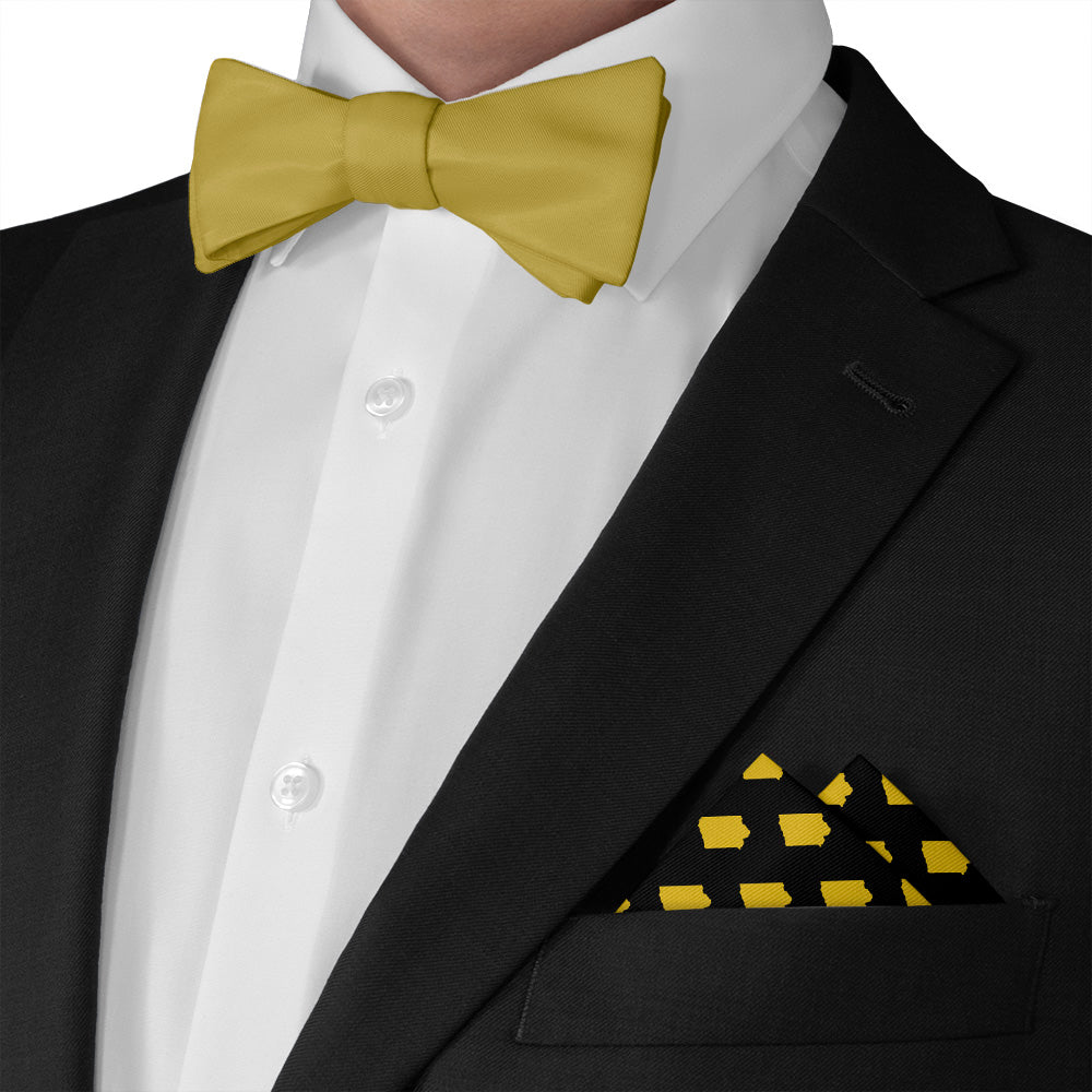 Iowa State Outline Pocket Square - Matching Bow Tie - Knotty Tie Co.