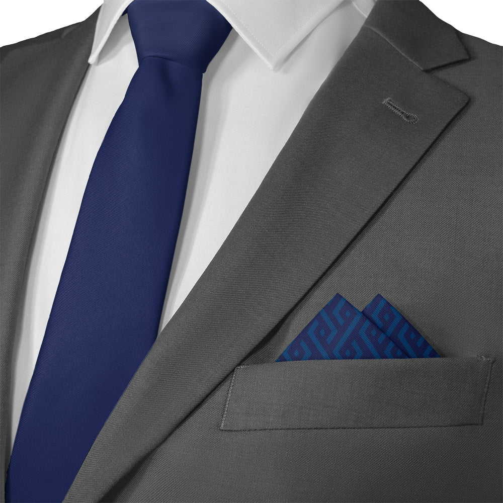 Jarvis Geometric Pocket Square - Matching Necktie- Knotty Tie Co.