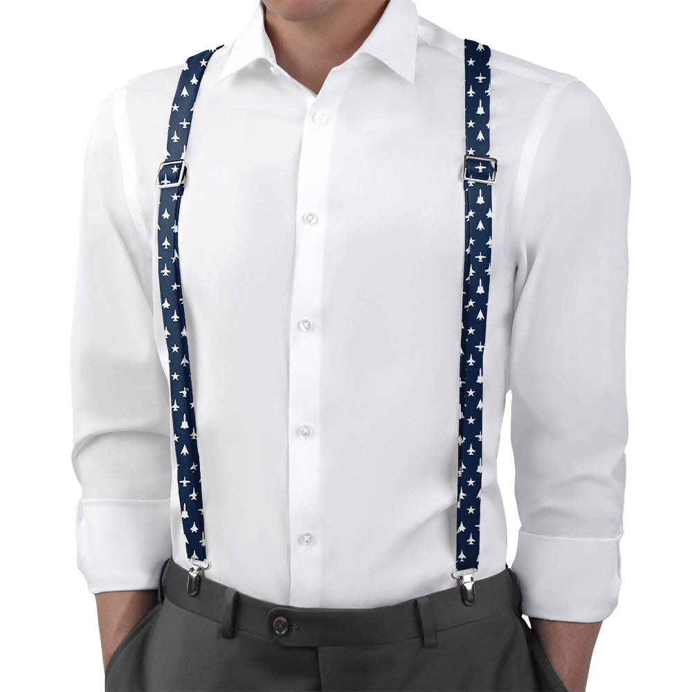 Jets Suspenders - On Model Back View - Knotty Tie Co.