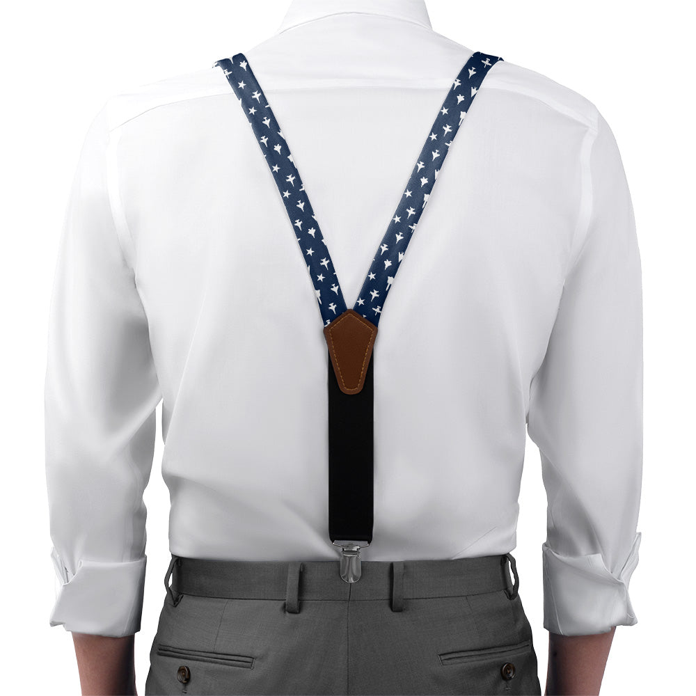 Jets Suspenders - On Model Front View - Knotty Tie Co.