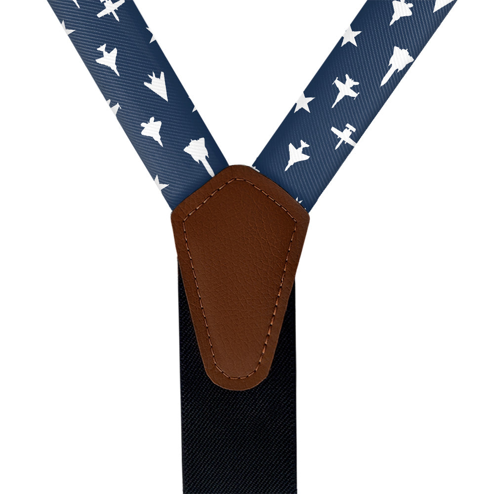 Jets Suspenders - Vegan Leather Y-Back - Knotty Tie Co.