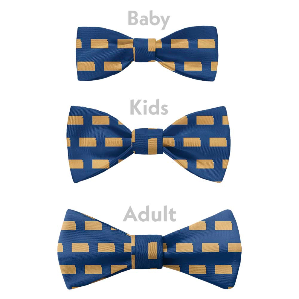 Kansas State Outline Bow Tie - Bow Sizes - Knotty Tie Co.