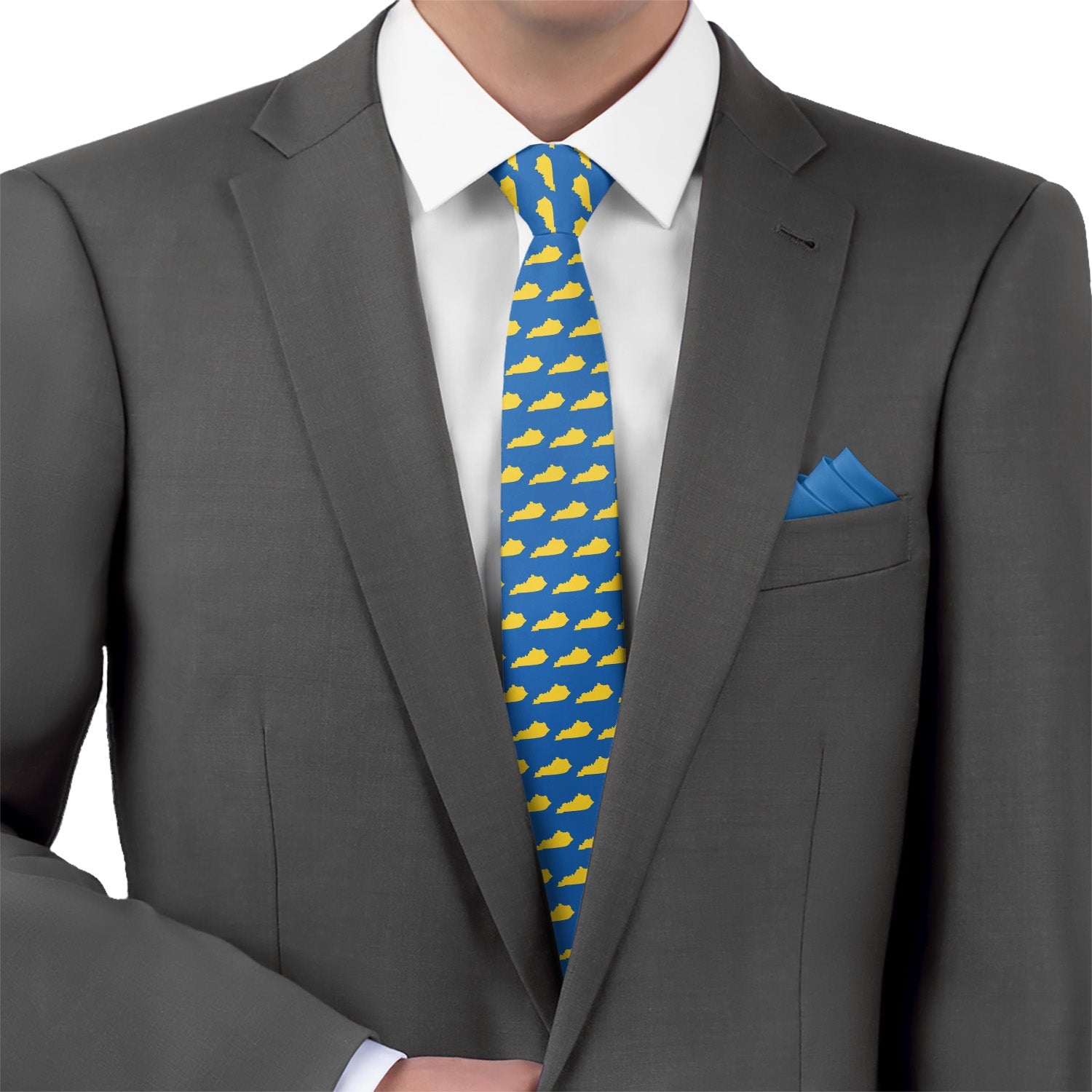 Kentucky State Outline Necktie - Matching Pocket Square - Knotty Tie Co.