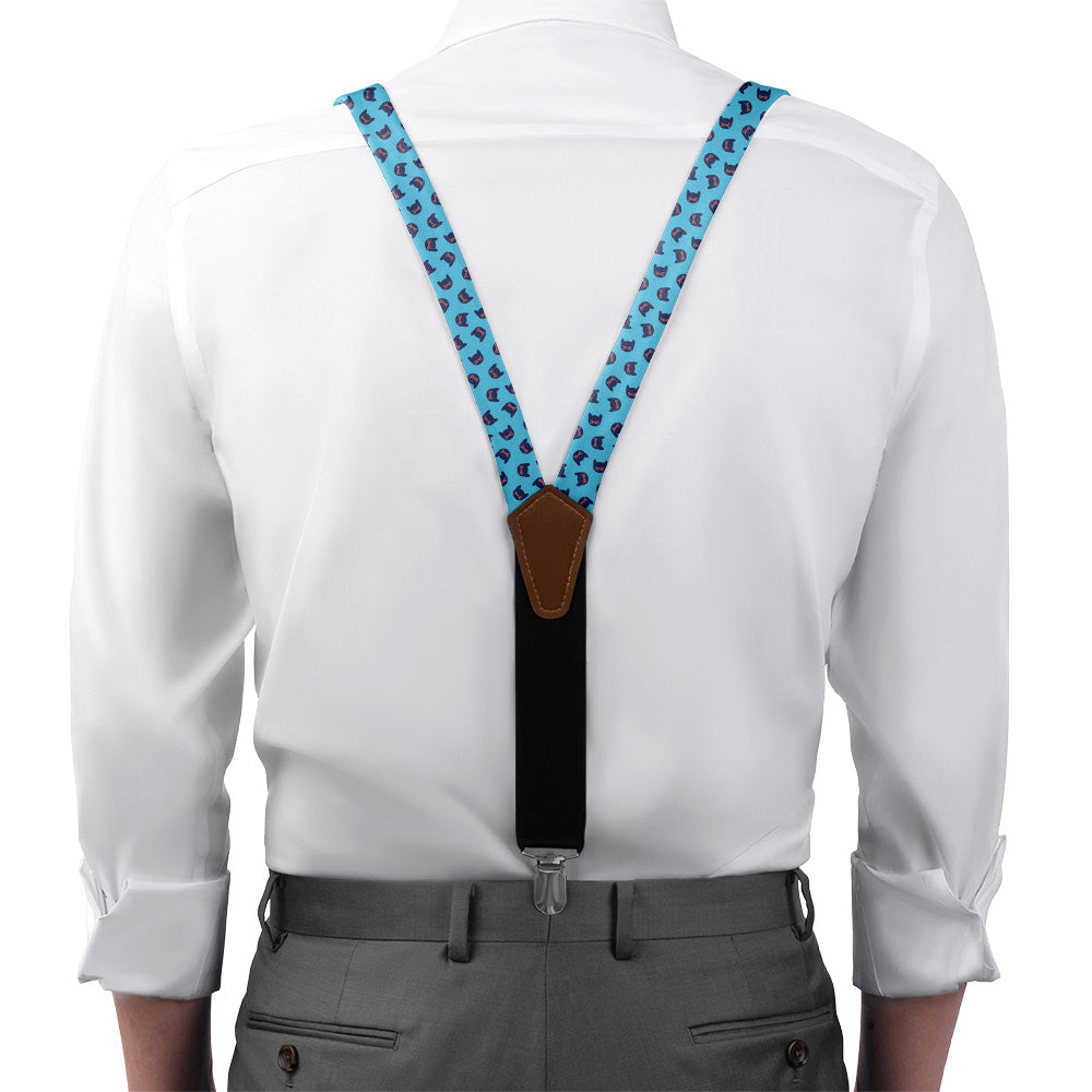 Kitty Cats Suspenders - On Model Front View - Knotty Tie Co.