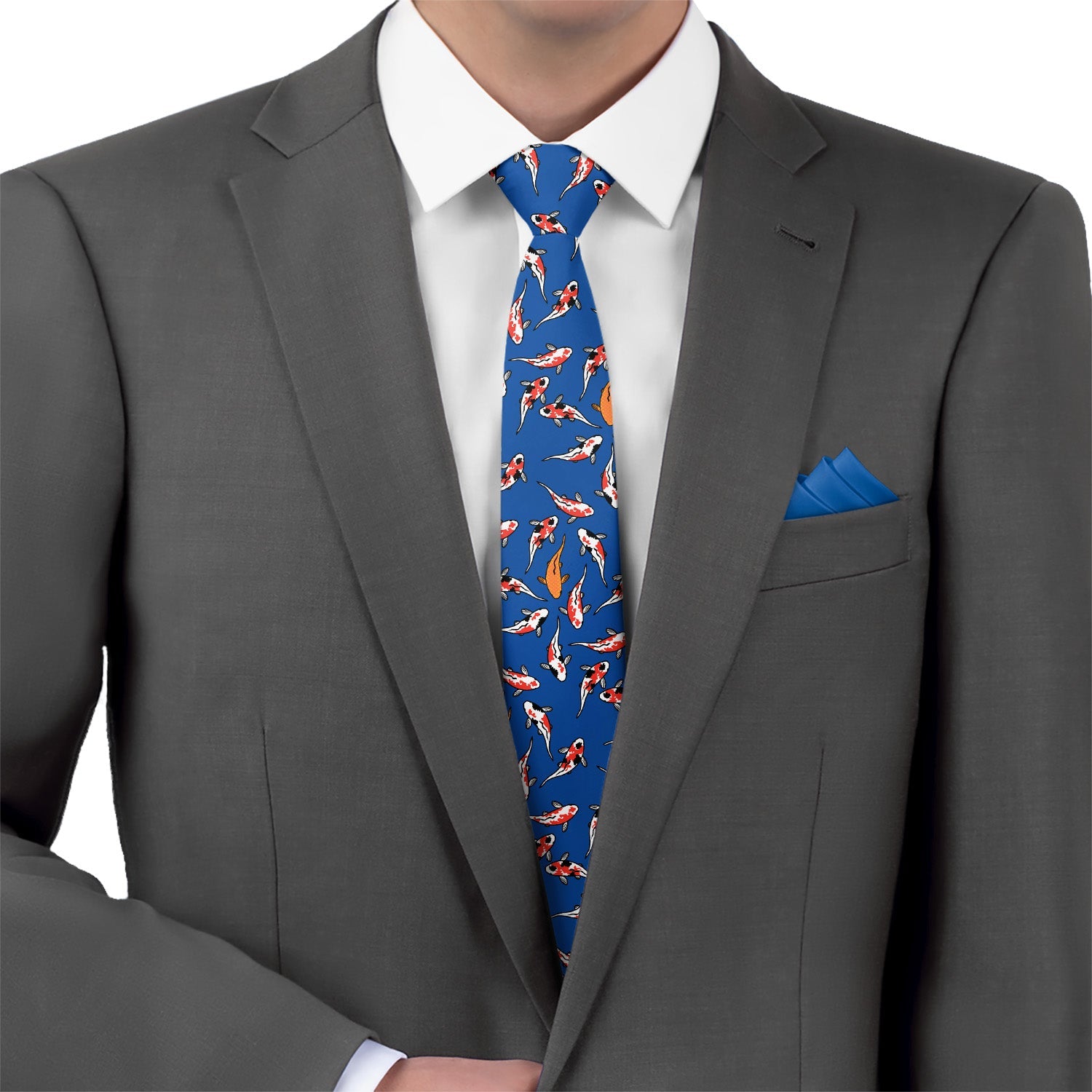 Koi Fish Necktie - Matching Pocket Square - Knotty Tie Co.