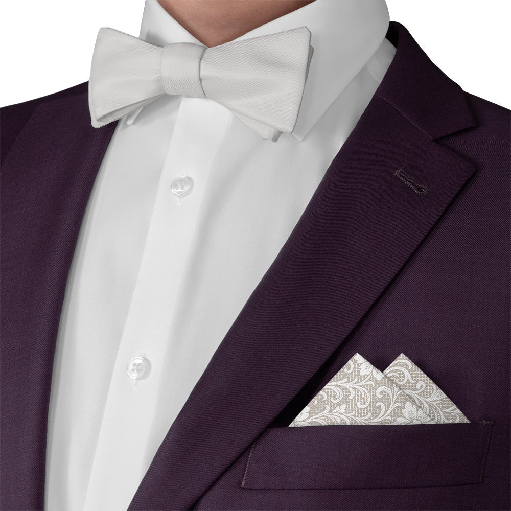 Lacework Floral Pocket Square - Matching Bow Tie - Knotty Tie Co.