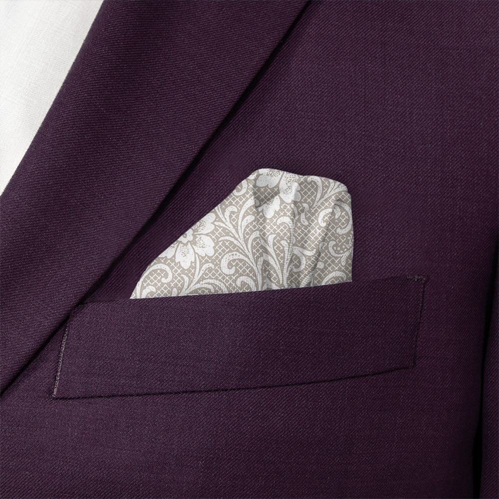 Lacework Floral Pocket Square - Wave Fold - Knotty Tie Co.