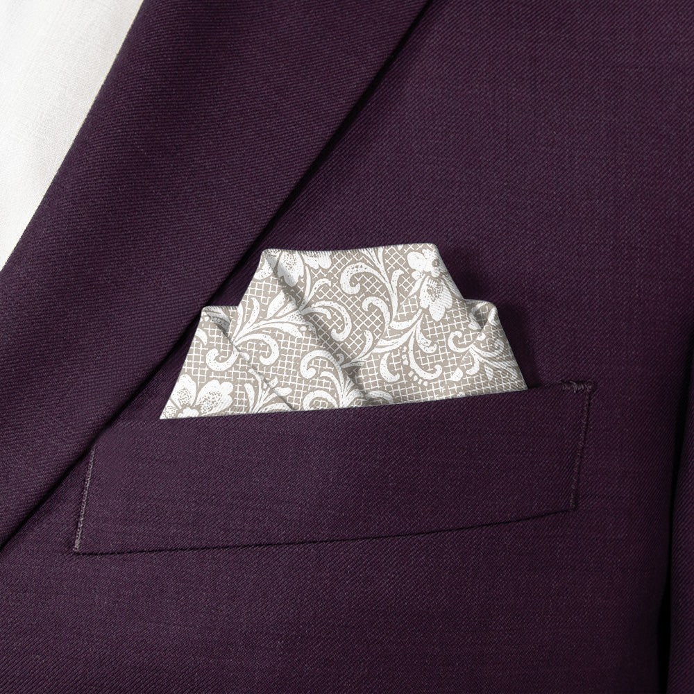 Lacework Floral Pocket Square - Scalloped Fold - Knotty Tie Co.