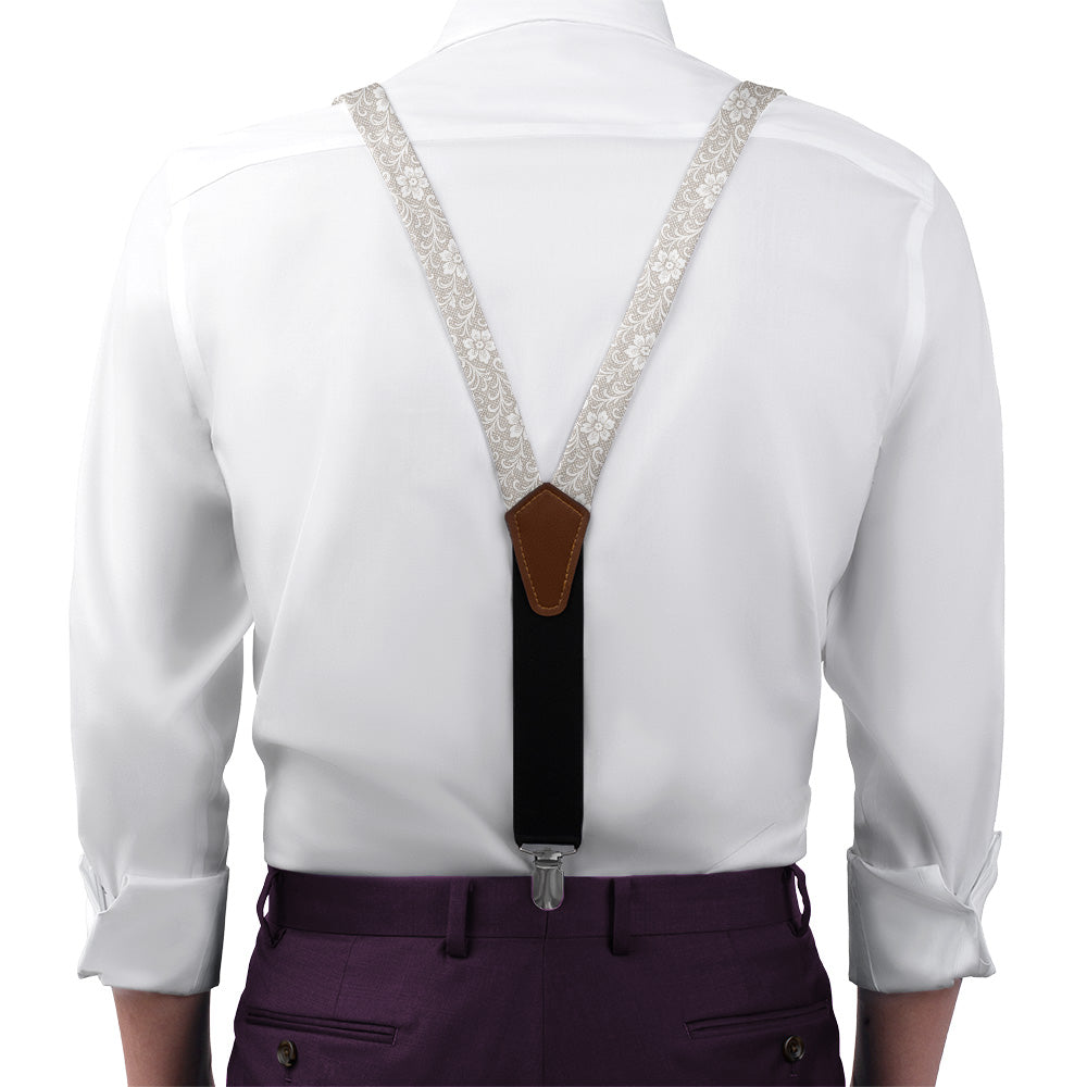 Lacework Floral Suspenders - On Model Front View - Knotty Tie Co.
