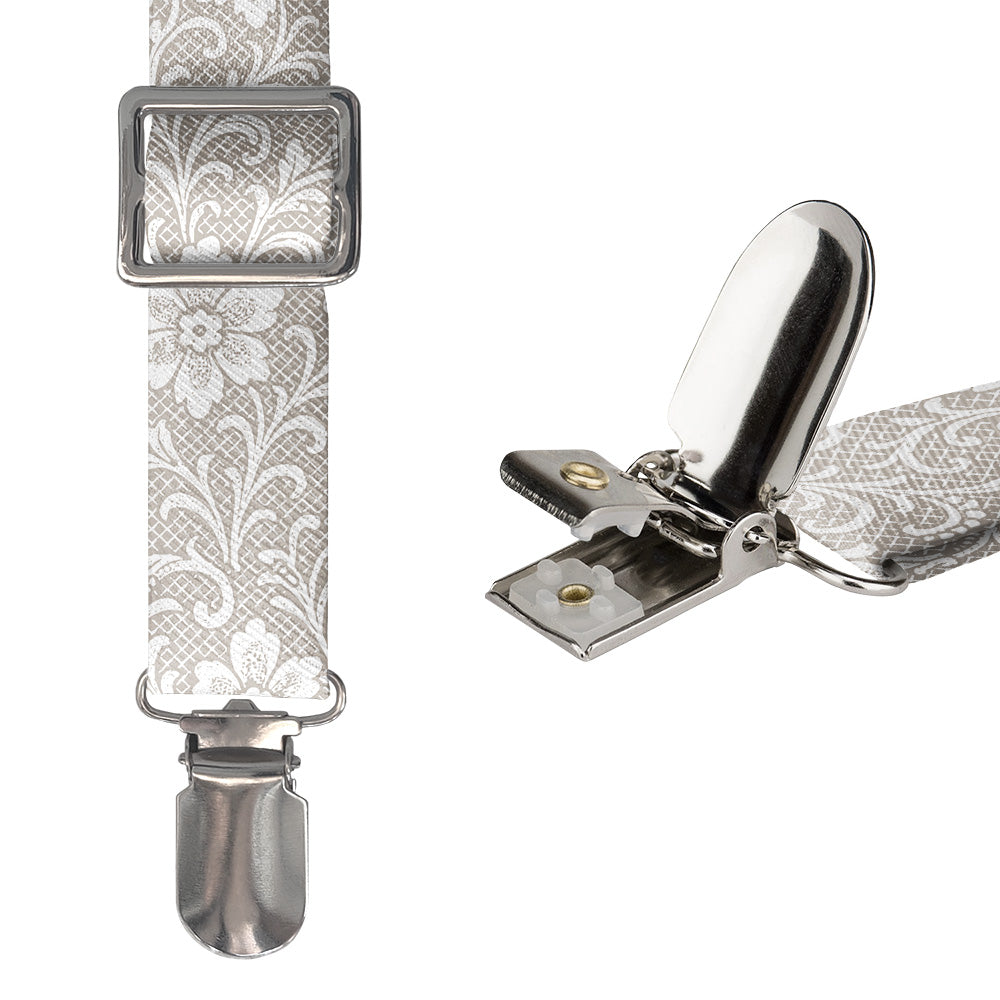 Lacework Floral Suspenders - Hardware and Strap - Knotty Tie Co.