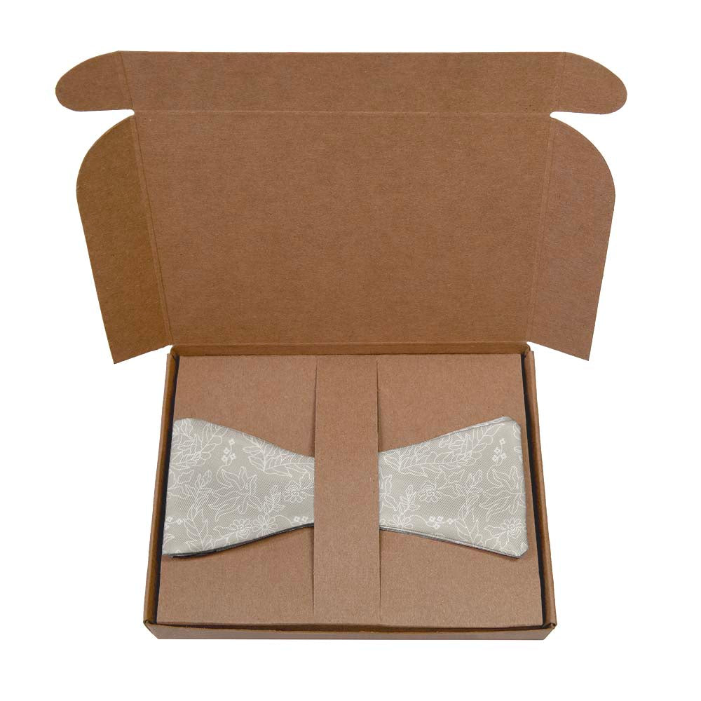 Lacey Floral Bow Tie- Kraft Gift Box Packaging - Knotty Tie Co.
