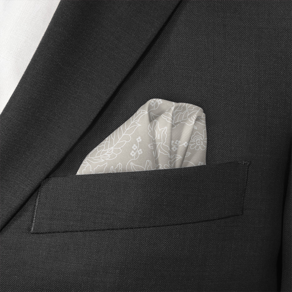 Lacey Floral Pocket Square - Wave Fold - Knotty Tie Co.