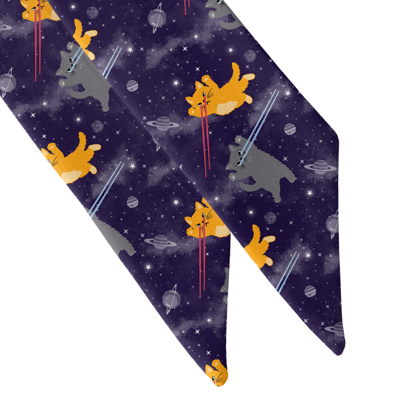 Laser Cats Hair Scarf - Scarf Tapered Ends - Knotty Tie Co.