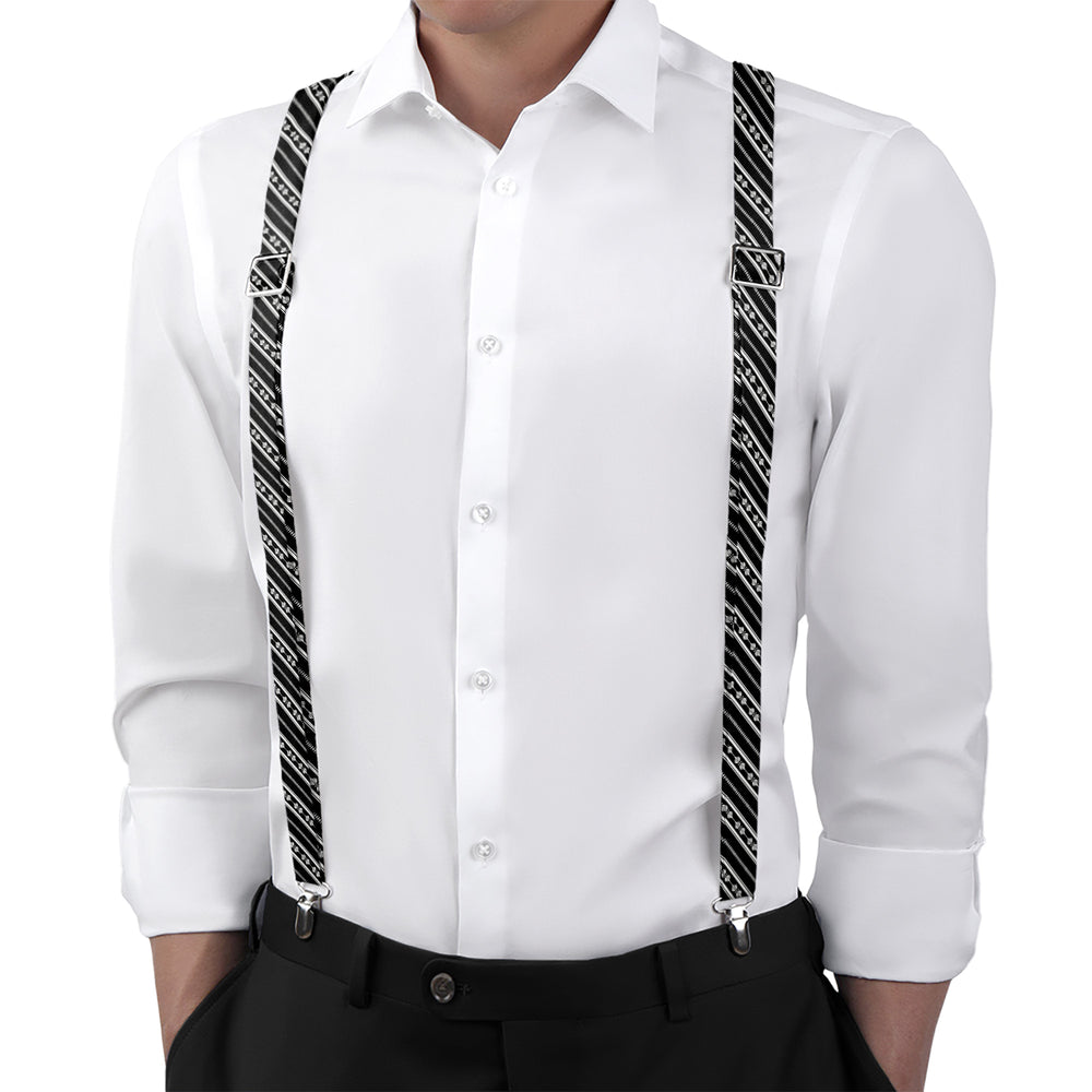 Laurel Stripe Suspenders - On Model Back View - Knotty Tie Co.