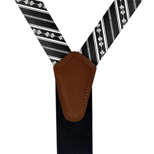 Laurel Stripe Suspenders - Vegan Leather Y-Back - Knotty Tie Co.
