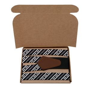 Laurel Stripe Suspenders - Kraft Gift Box Packaging - Knotty Tie Co.