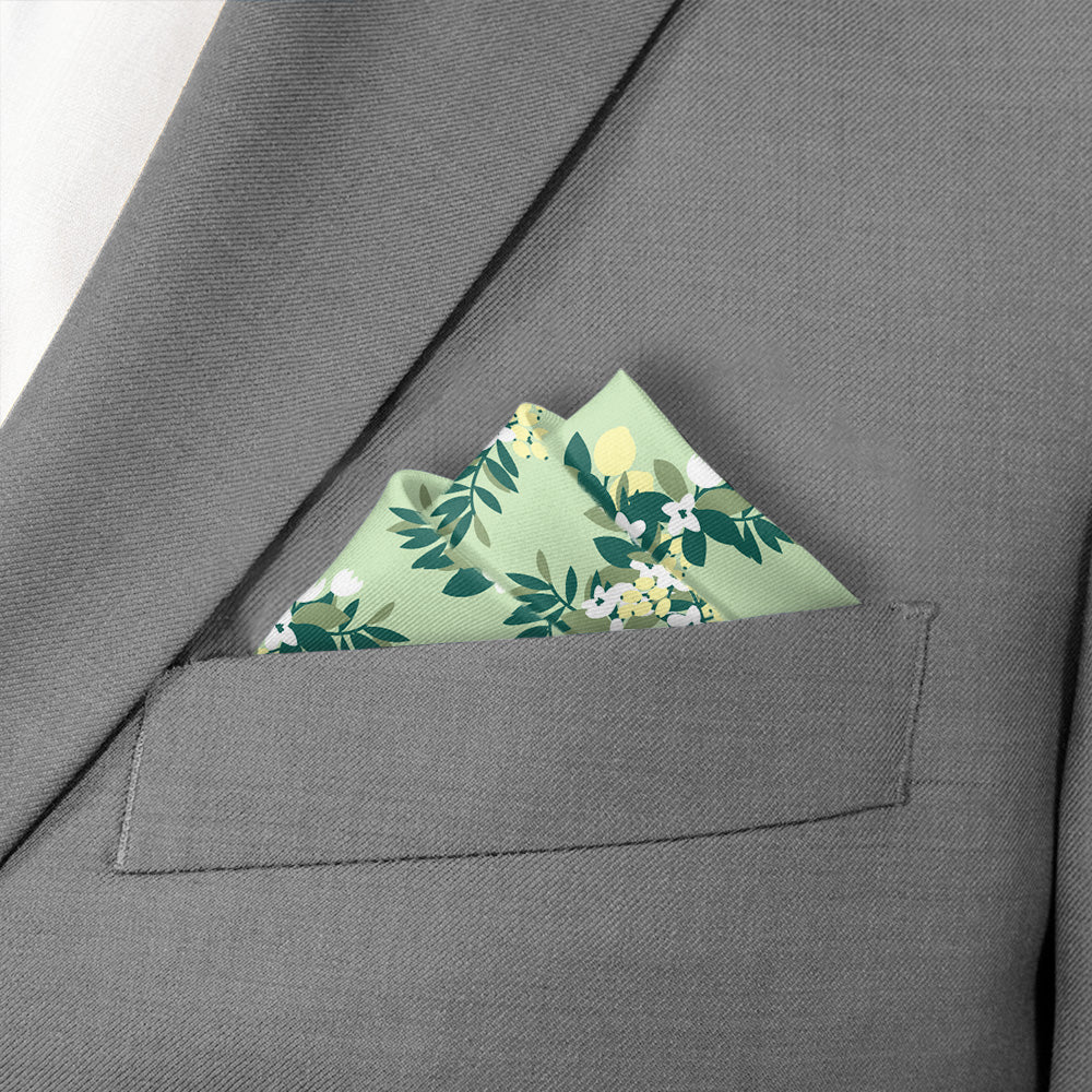 Lemon Blossom Pocket Square - Stairs Fold - Knotty Tie Co.