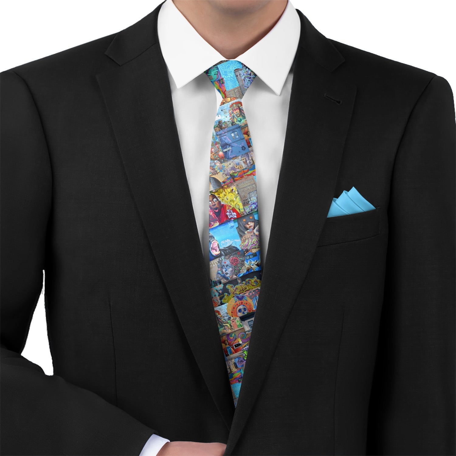 Lincoln Park Street Art Necktie - Matching Pocket Square - Knotty Tie Co.
